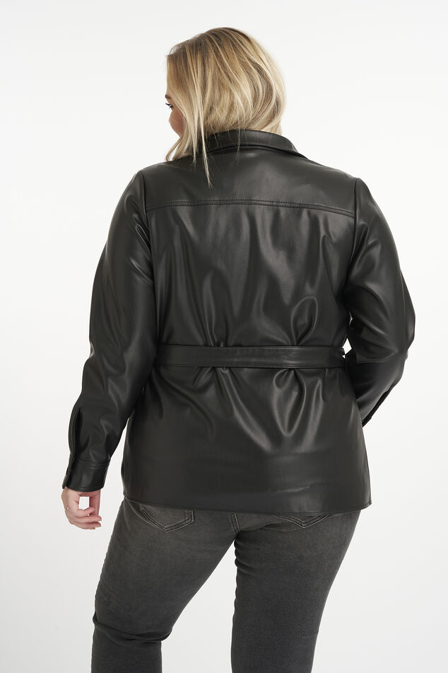 Veste en similicuir avec ceinture à nouer image number 3