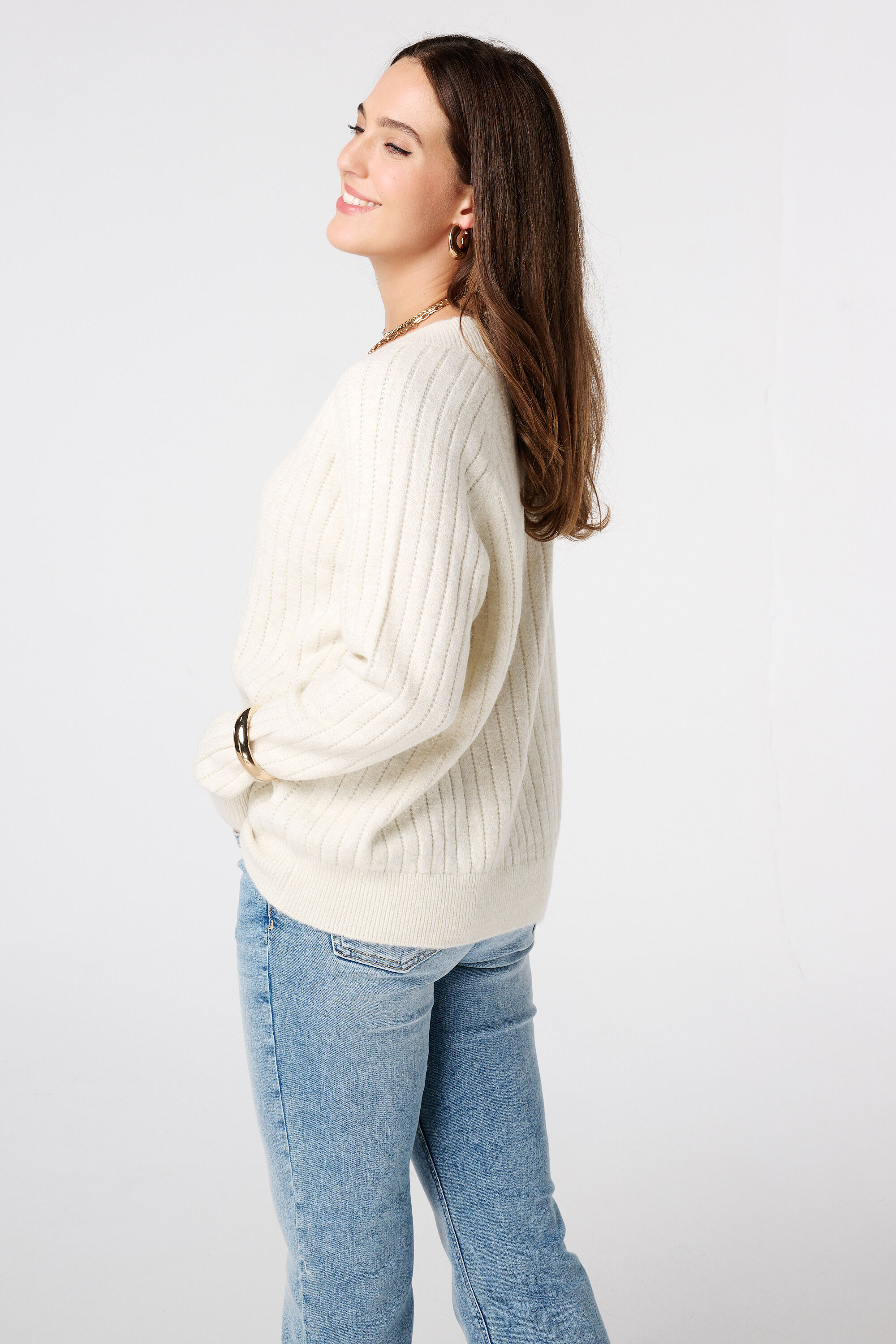 Fijn gebreide trui met patroon image number 3