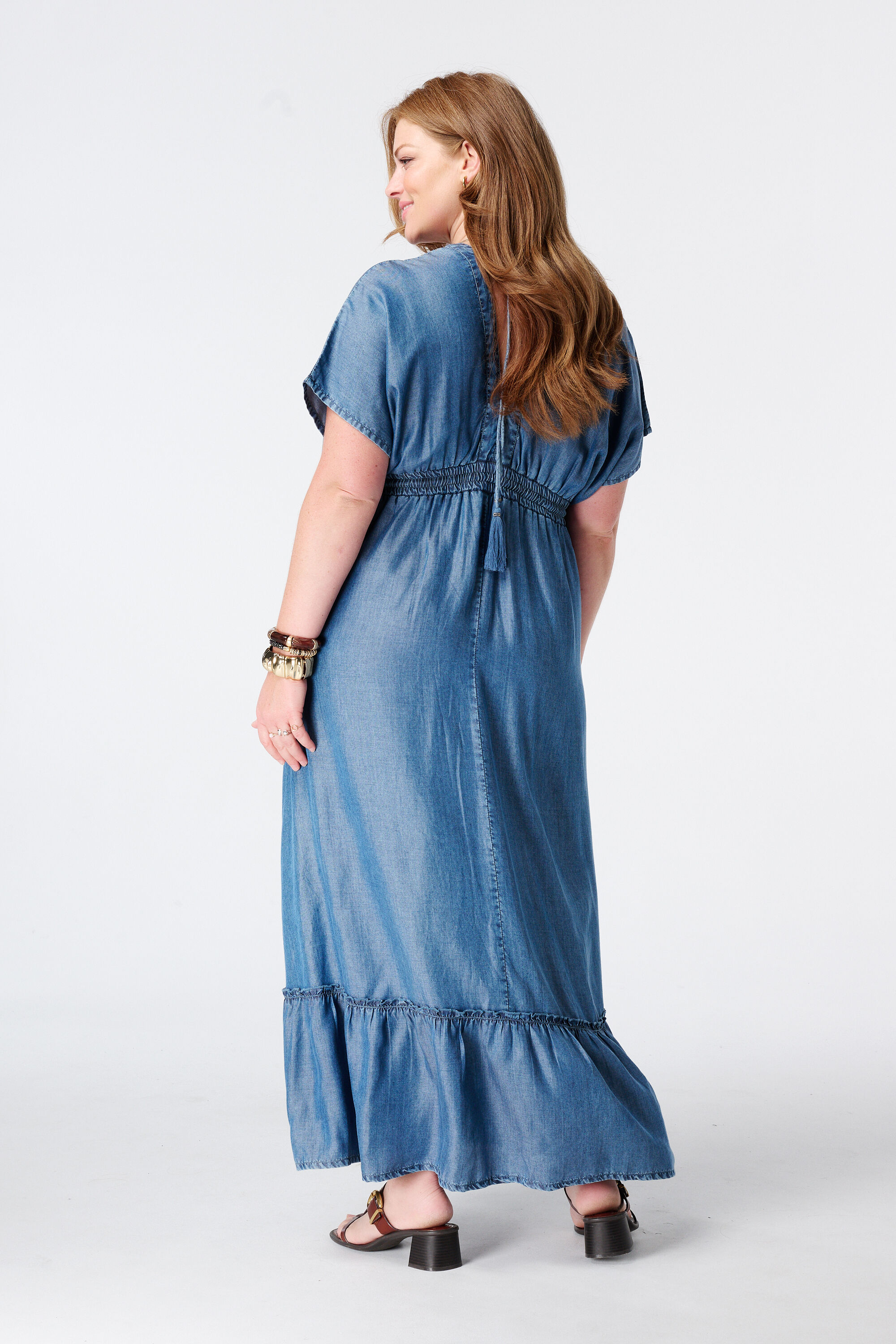 Maxi jurk in demin look image number 3