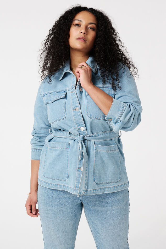 Veste en jean avec ceinture image number 0