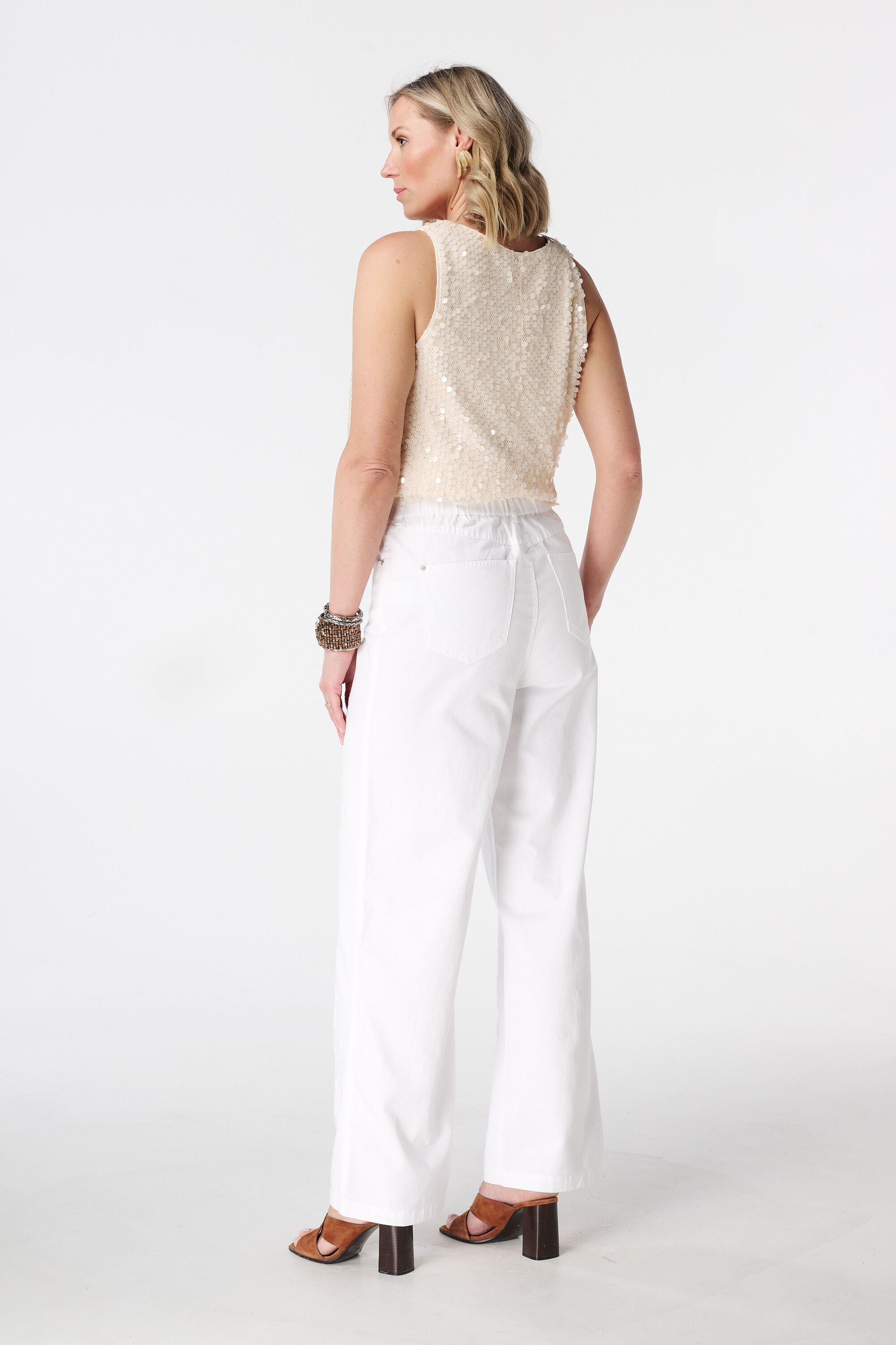 Jean wide leg avec broderie image number 3