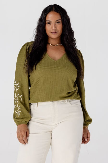 Top met broderie mouwen Top met broderie mouwen