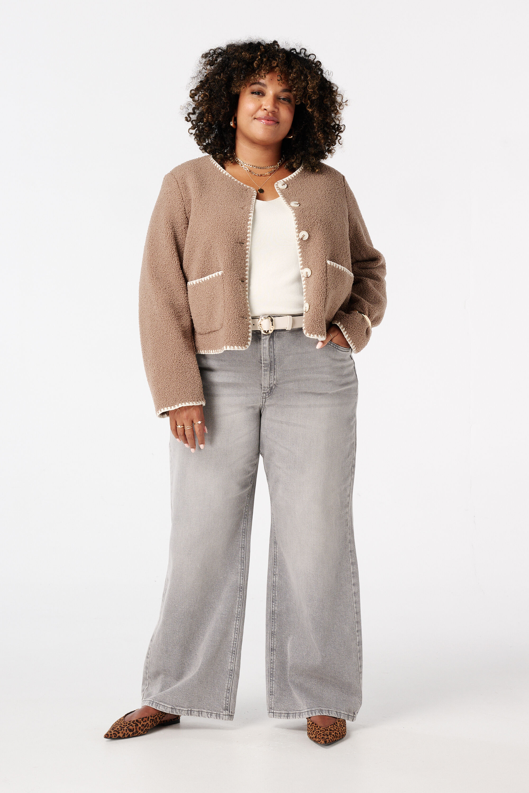 Veste Teddy avec coutures d&eacute;coratives et fermeture &agrave; boutons image number 5