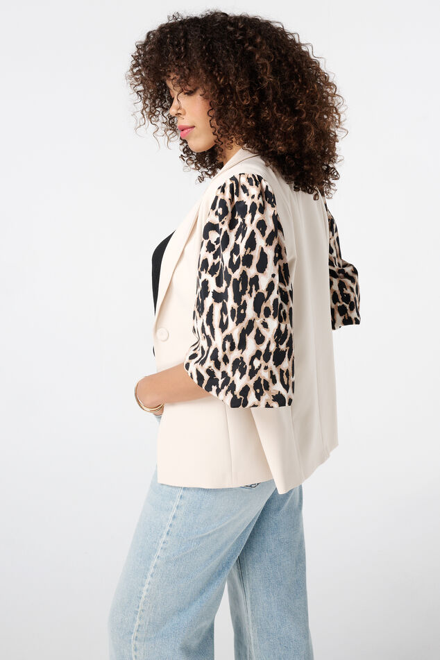 Blazer à imprimé panthère et manches bouffantes image number 3
