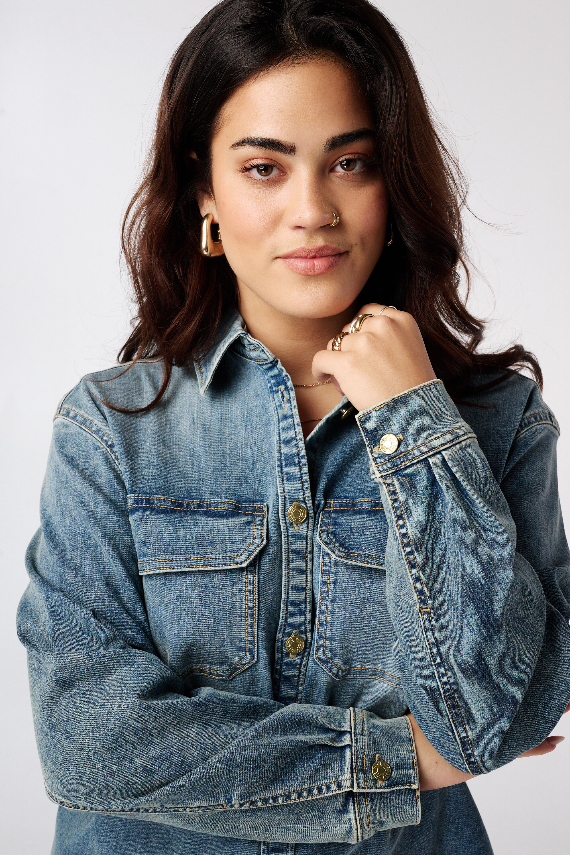 Denim blouse image number 4