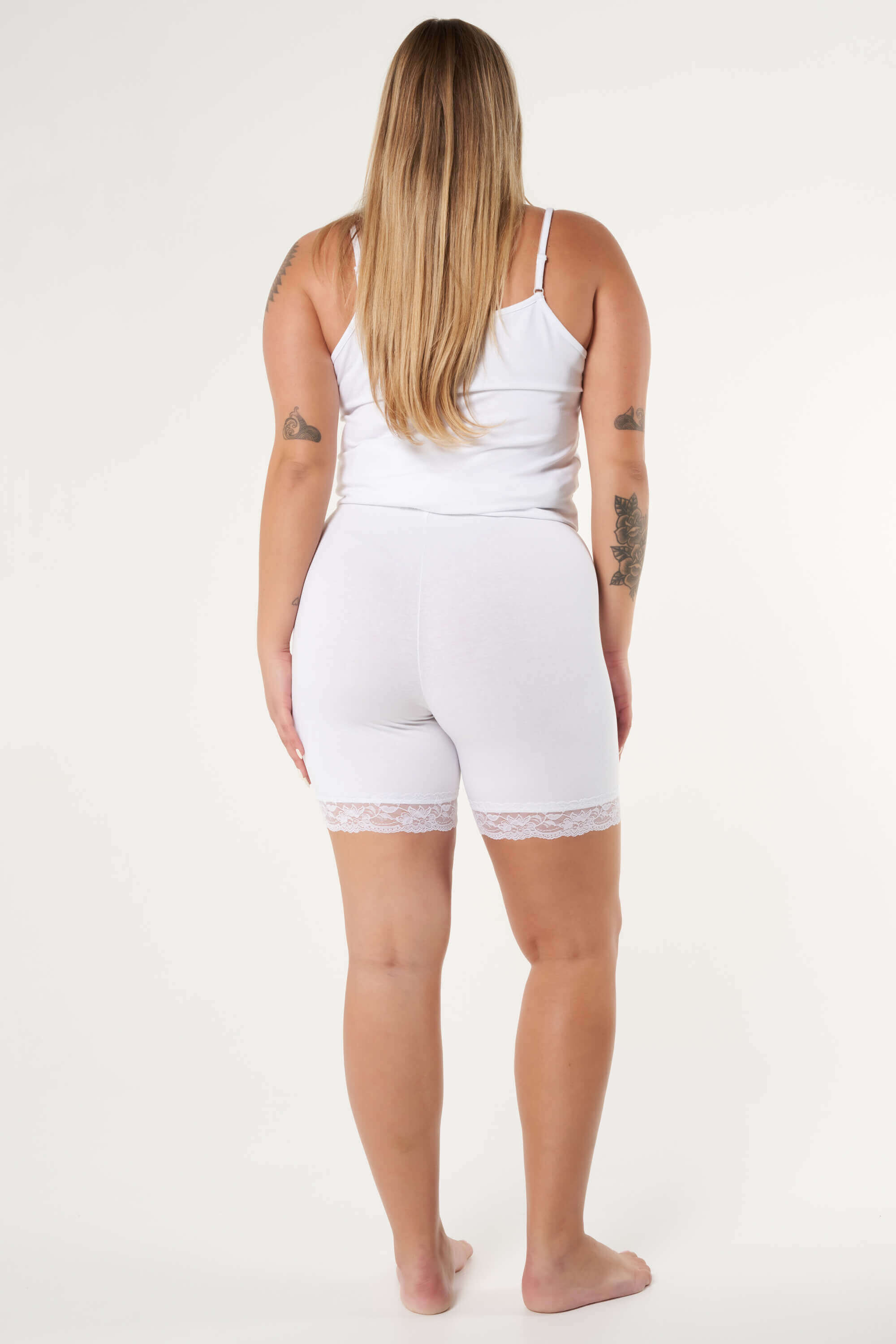 Dames Korte legging met kant Wit MS Mode