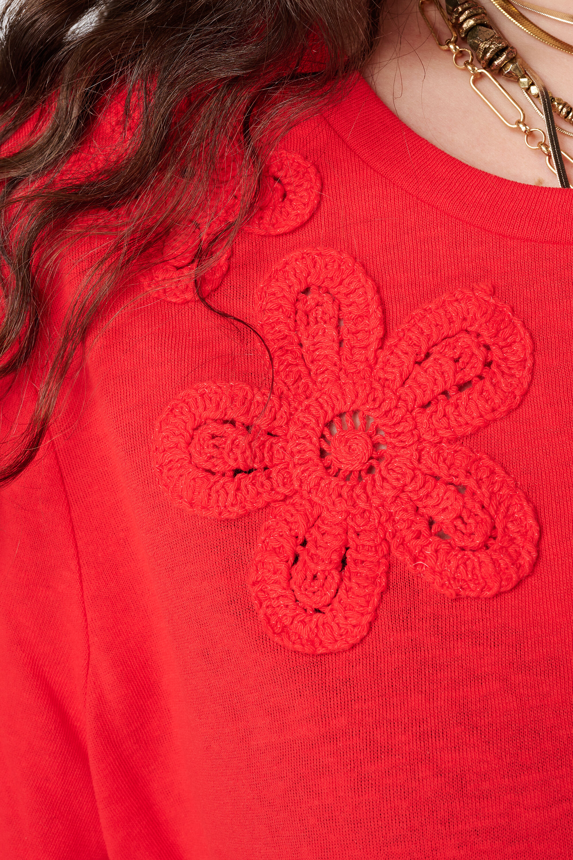 T-shirt met 3D bloemen image number 6