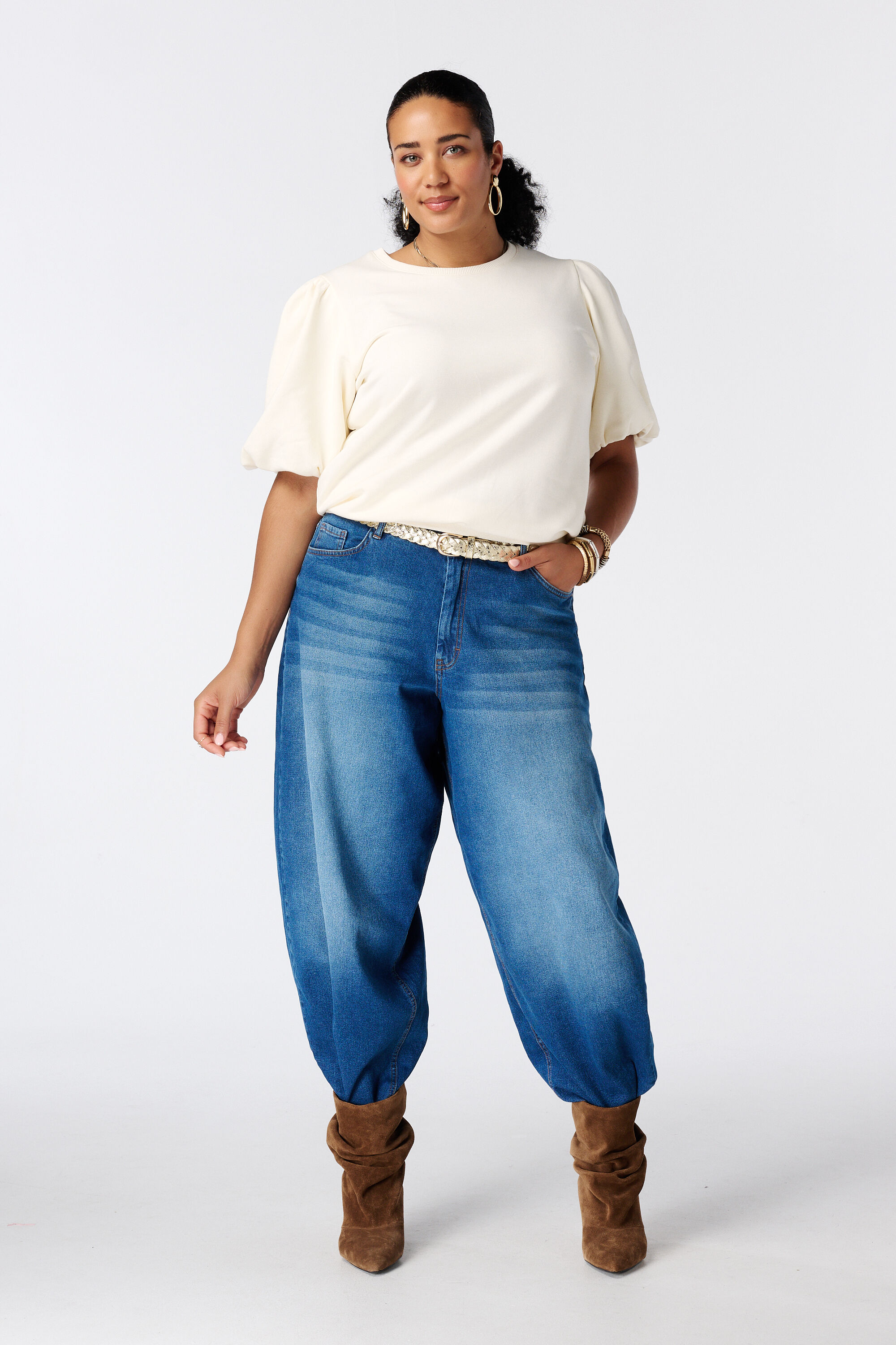 Sweater met korte pofmouwen image number 3