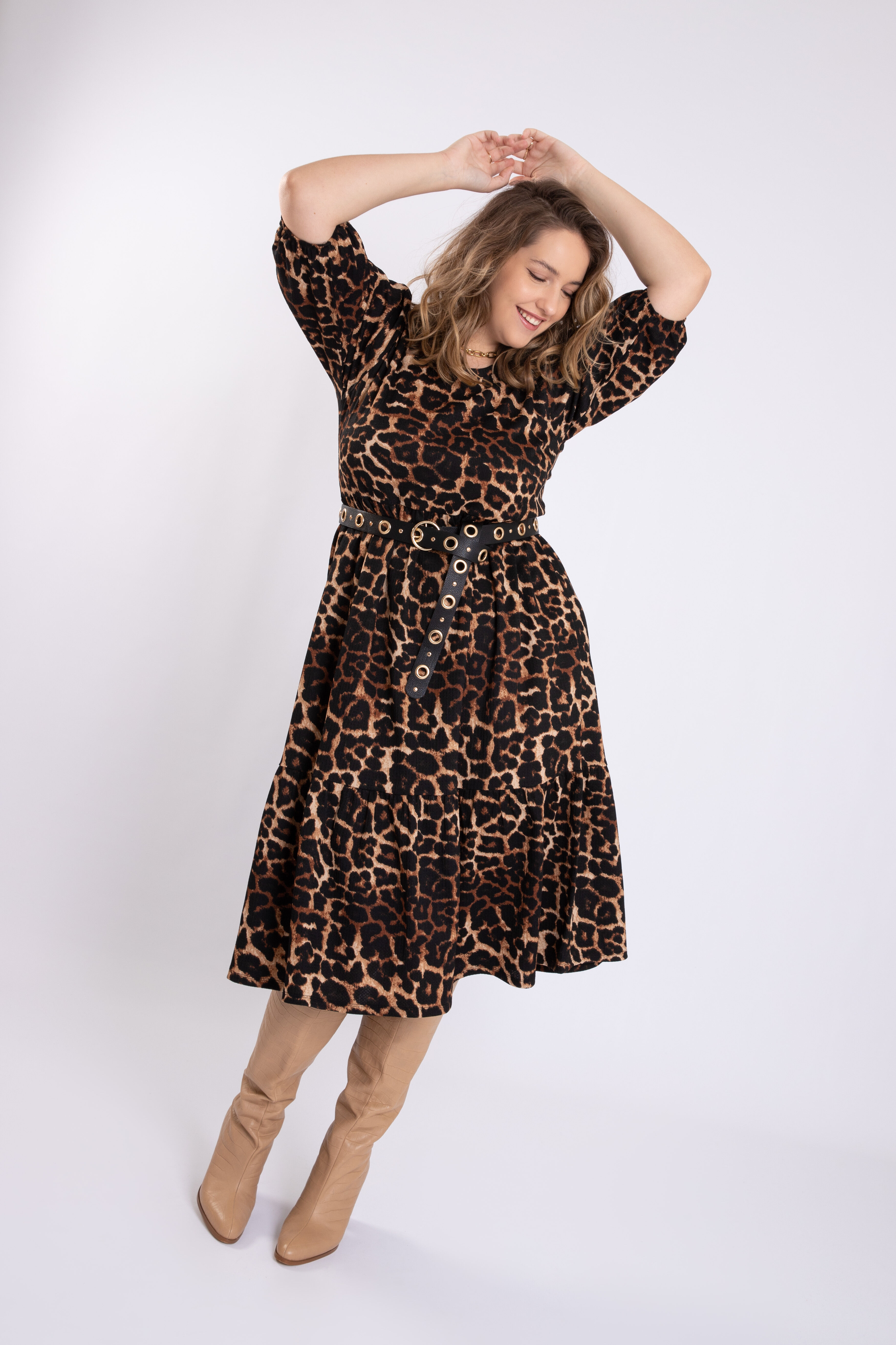 Lange wijde jurk met print image number 6