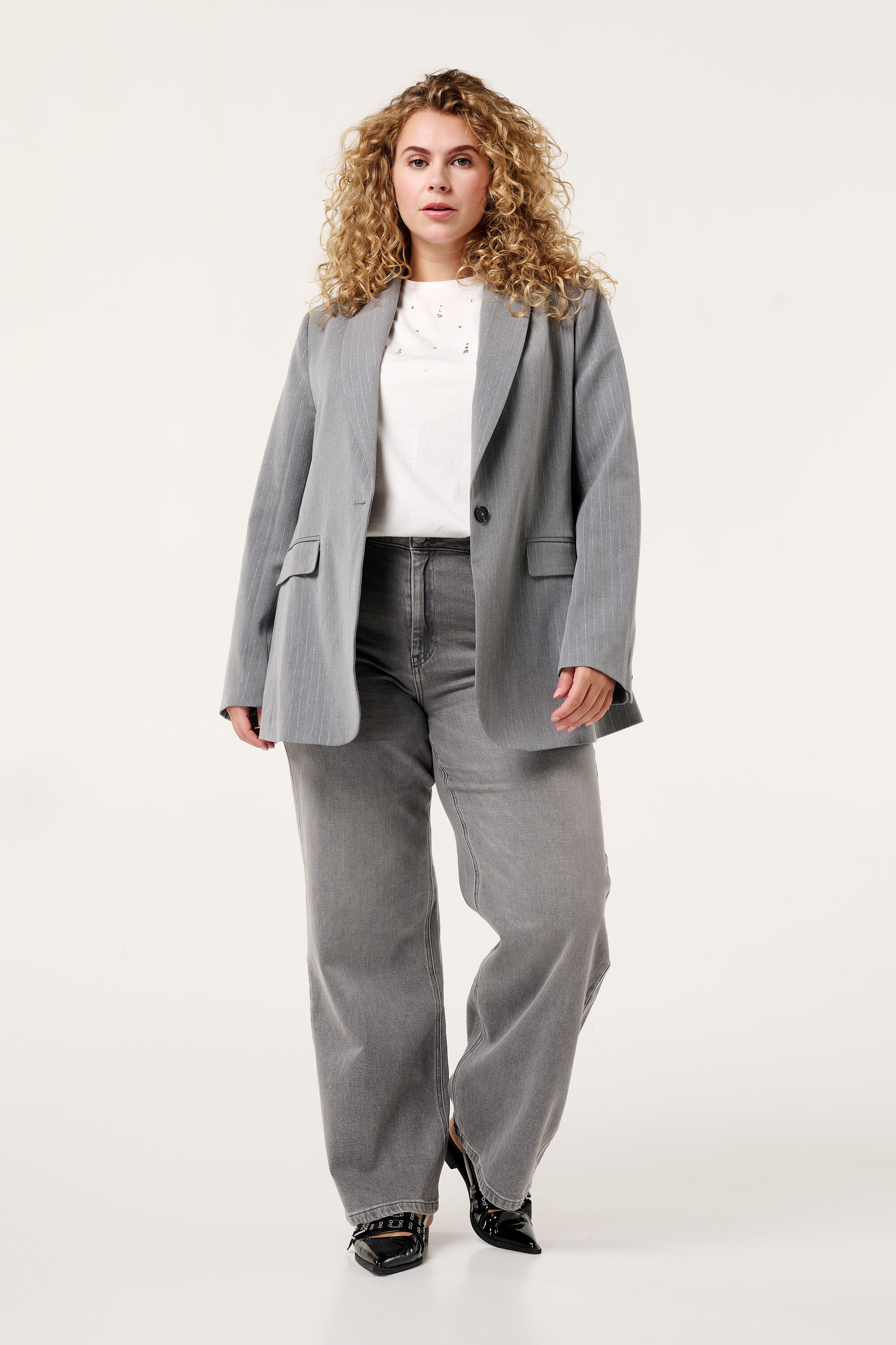 Blazer &agrave; rayures en lurex image number 5