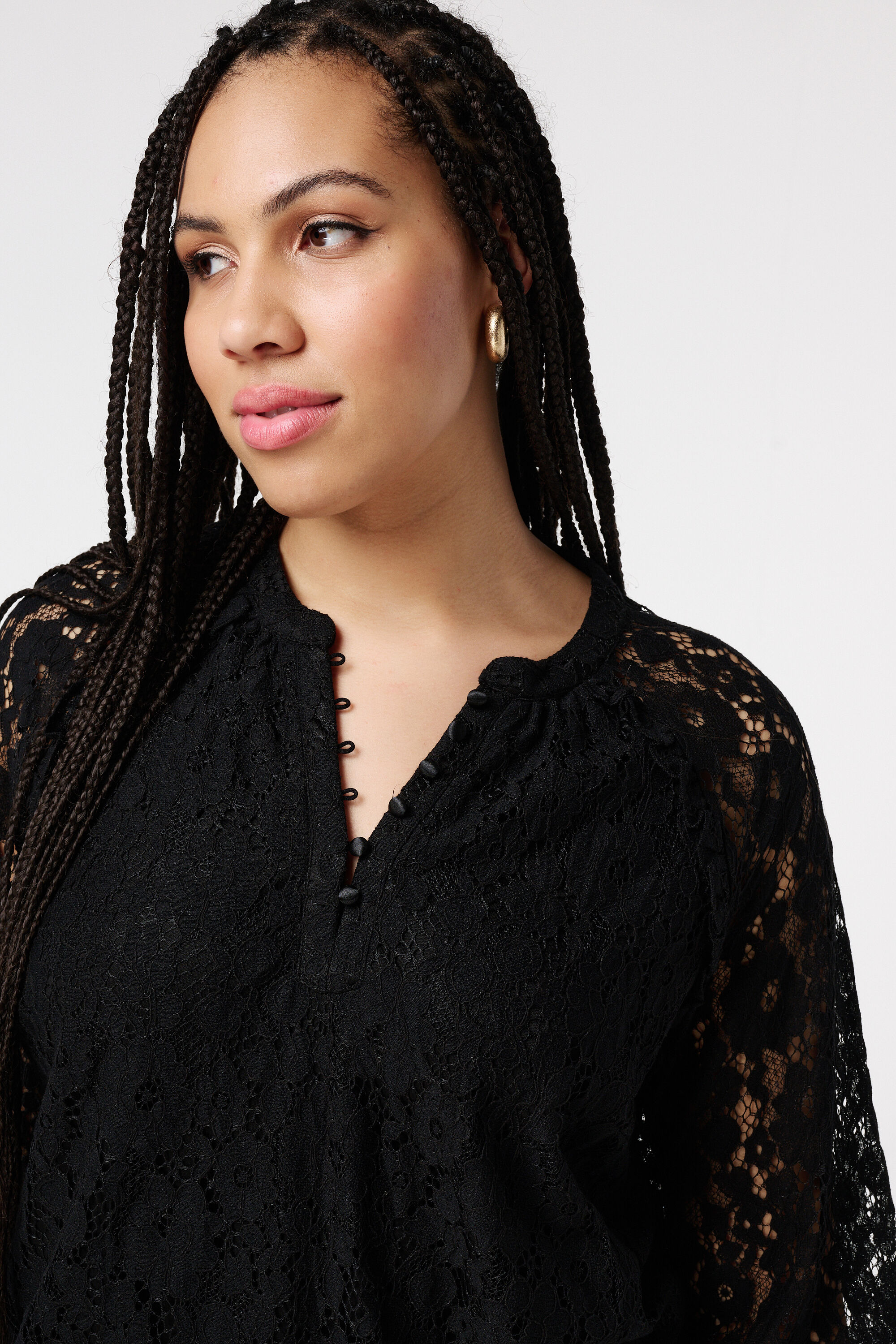 Kanten top met lange mouwen image number 4