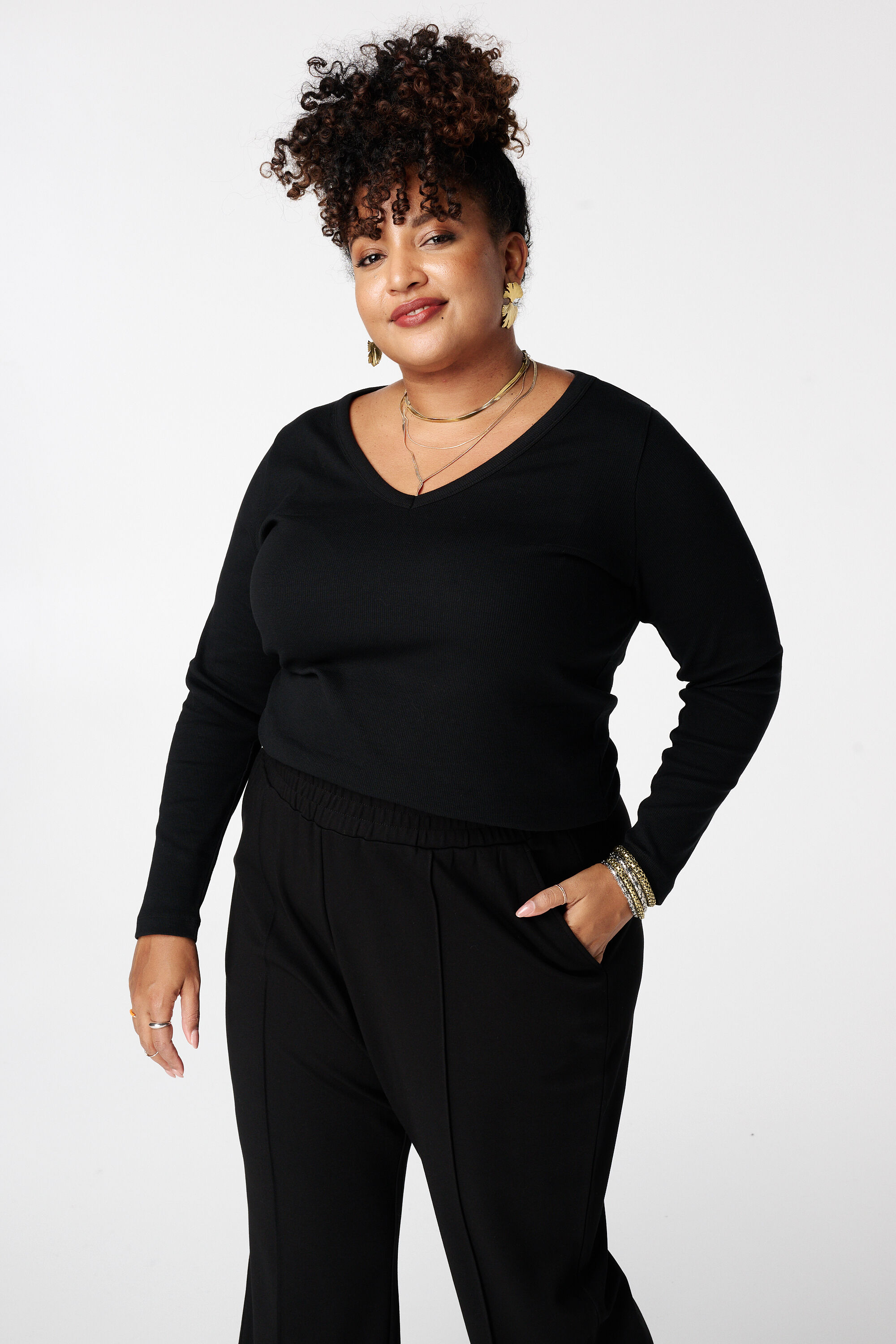 Haut c&ocirc;tel&eacute; &agrave; manches longues