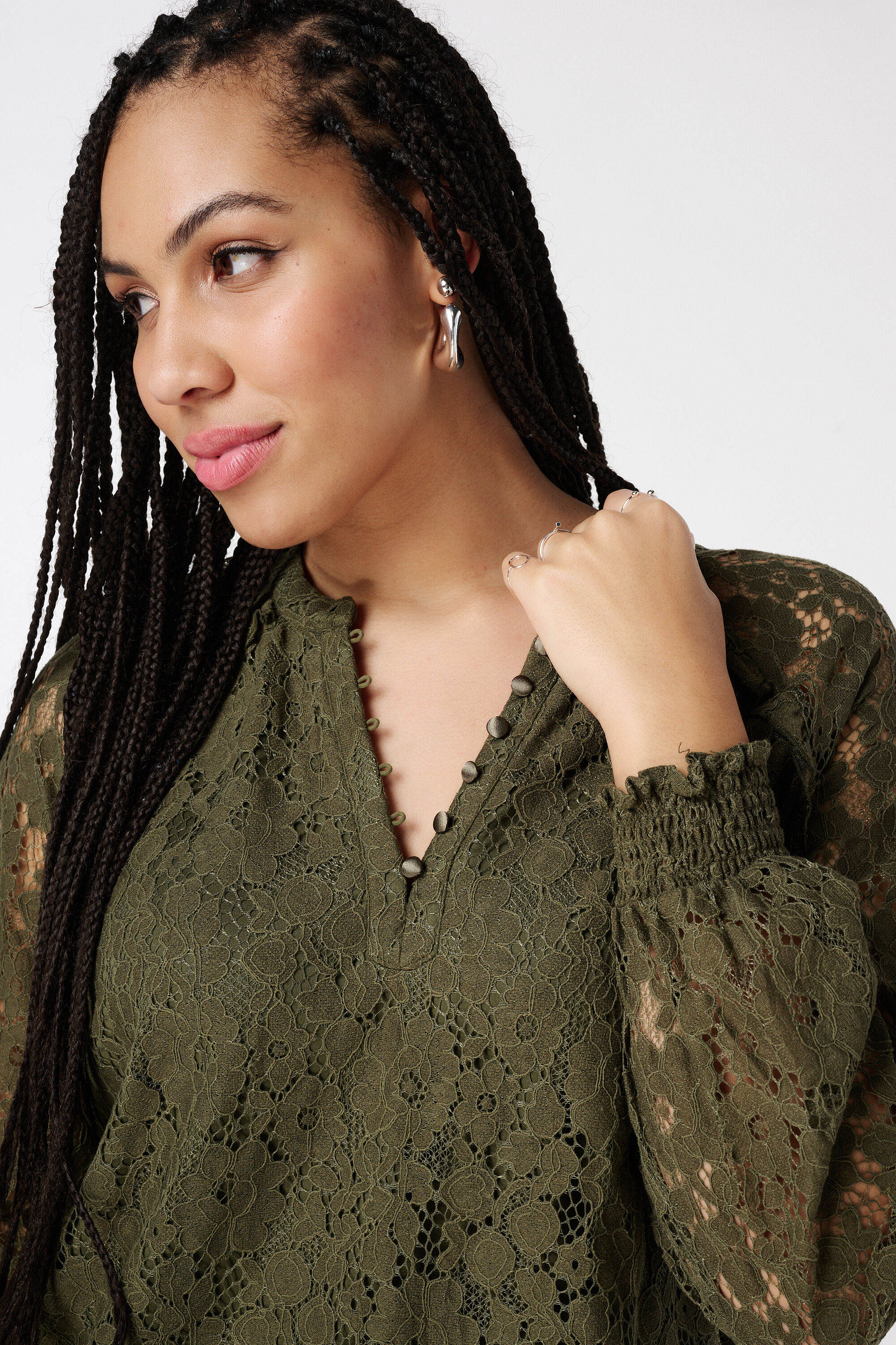 Kanten top met lange mouwen image number 4