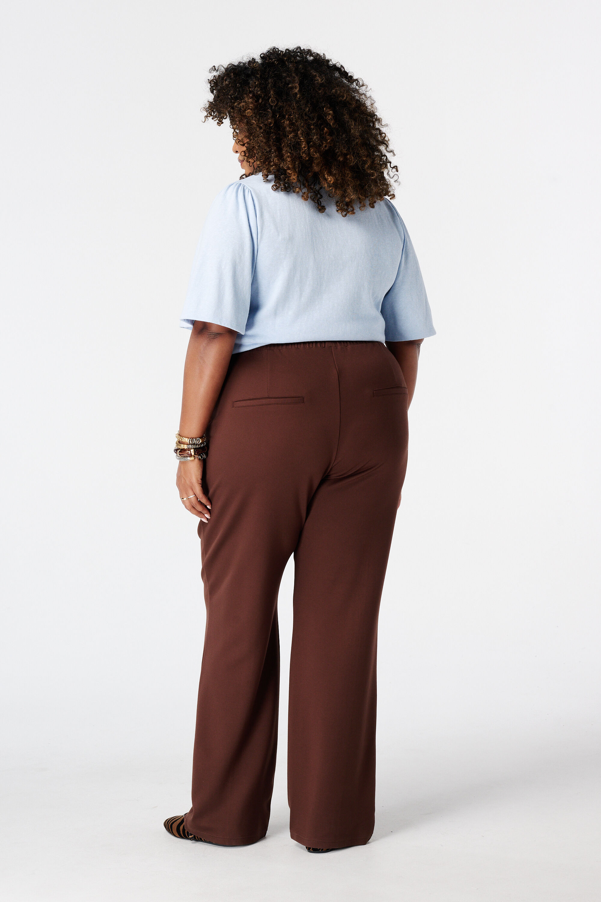 Pantalon wide leg avec taille &eacute;lastique image number 3