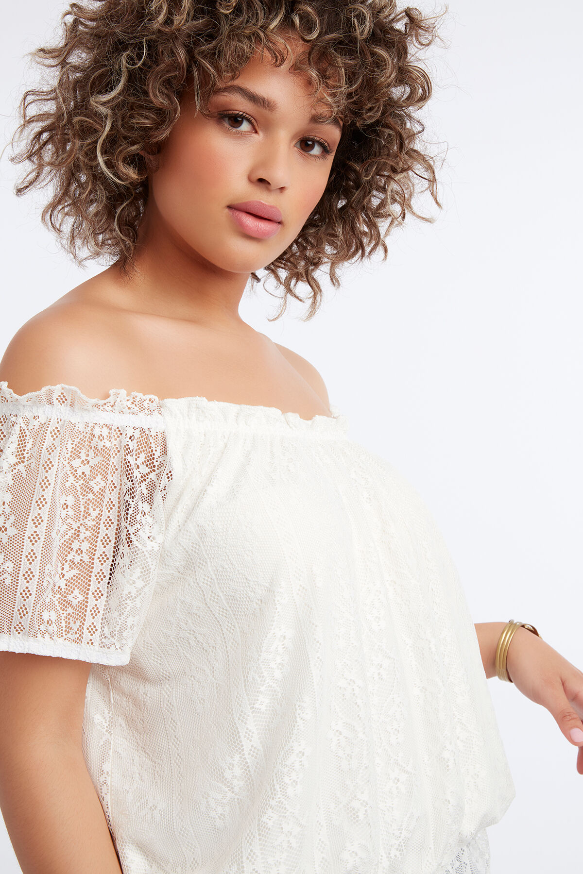 Off-Shoulder top met kant image number 5