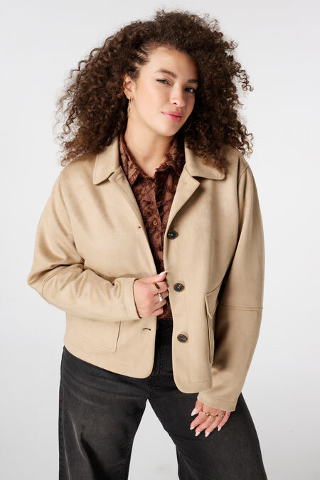 Suèdine jacket met knoopsluiting Suèdine jacket met knoopsluiting