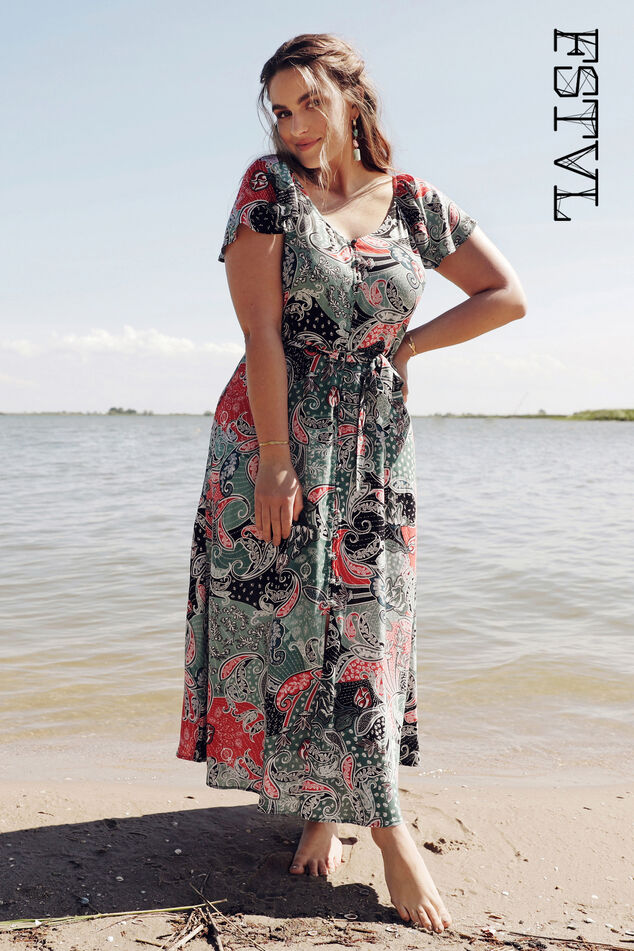 Lange jurk met paisleyprint image number 0