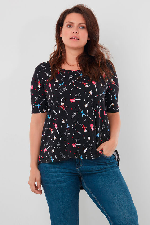 T-shirt met lange achterzijde image number 0