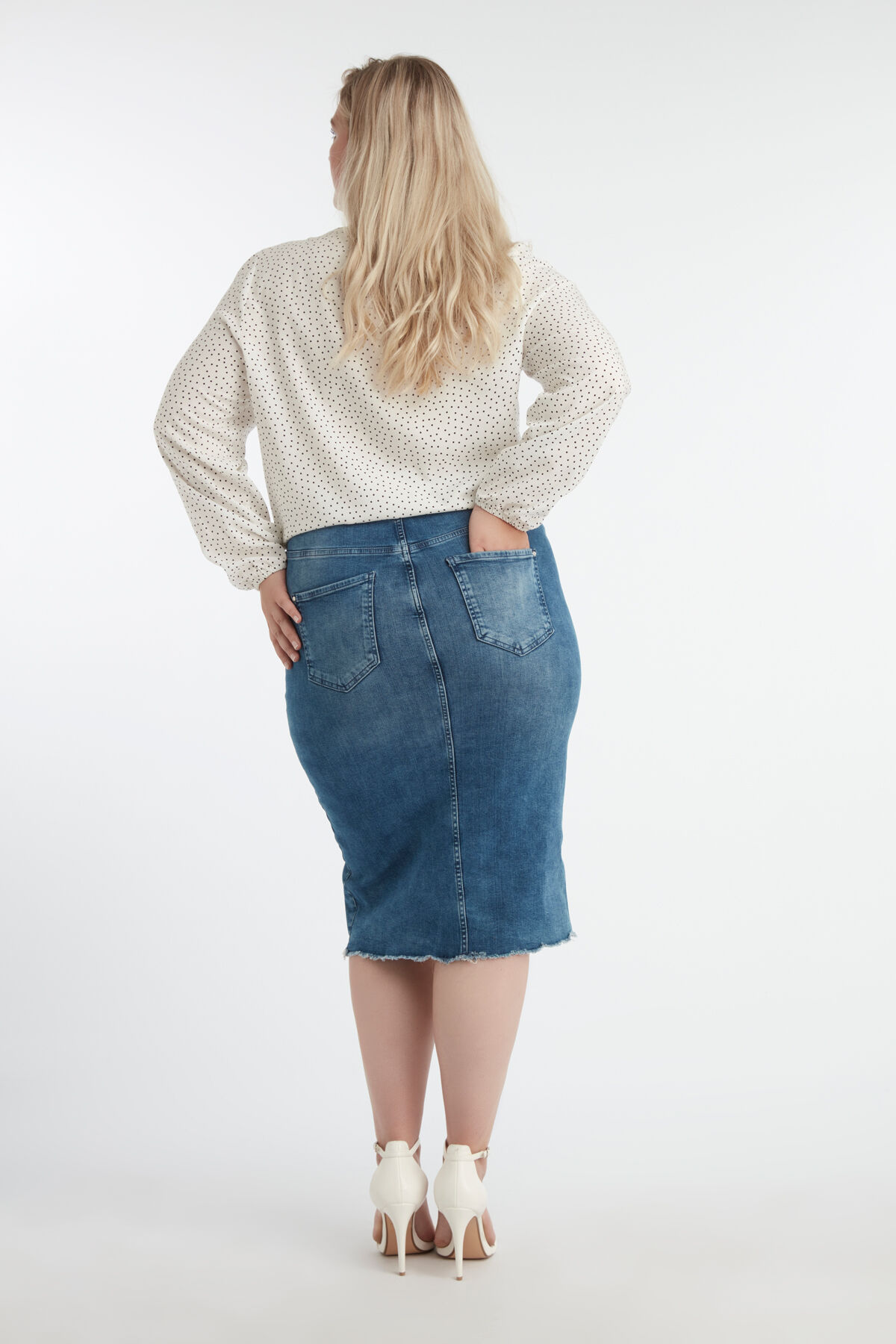 Jupe en denim avec fente image number 4