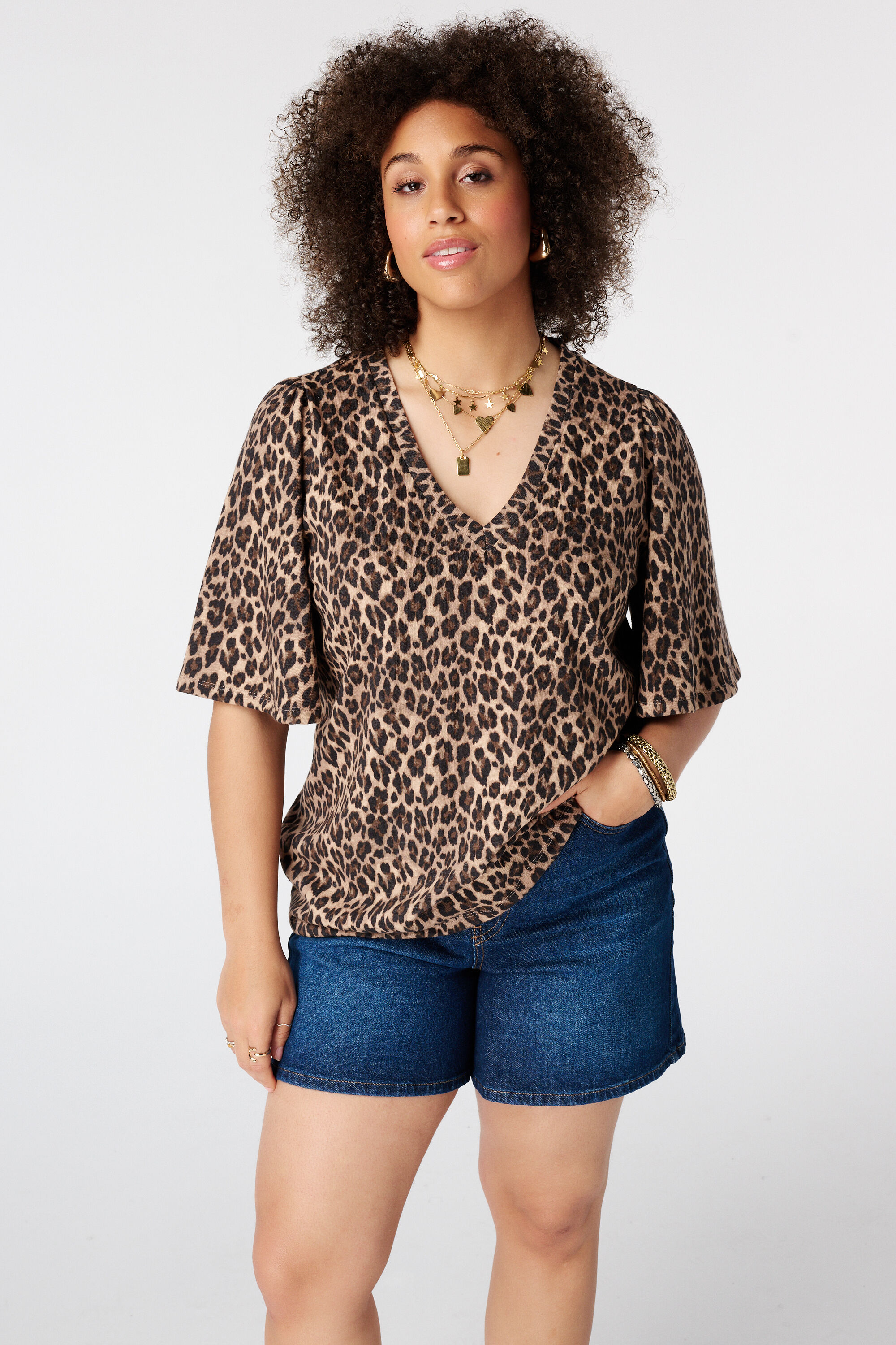 T-shirt met V-hals