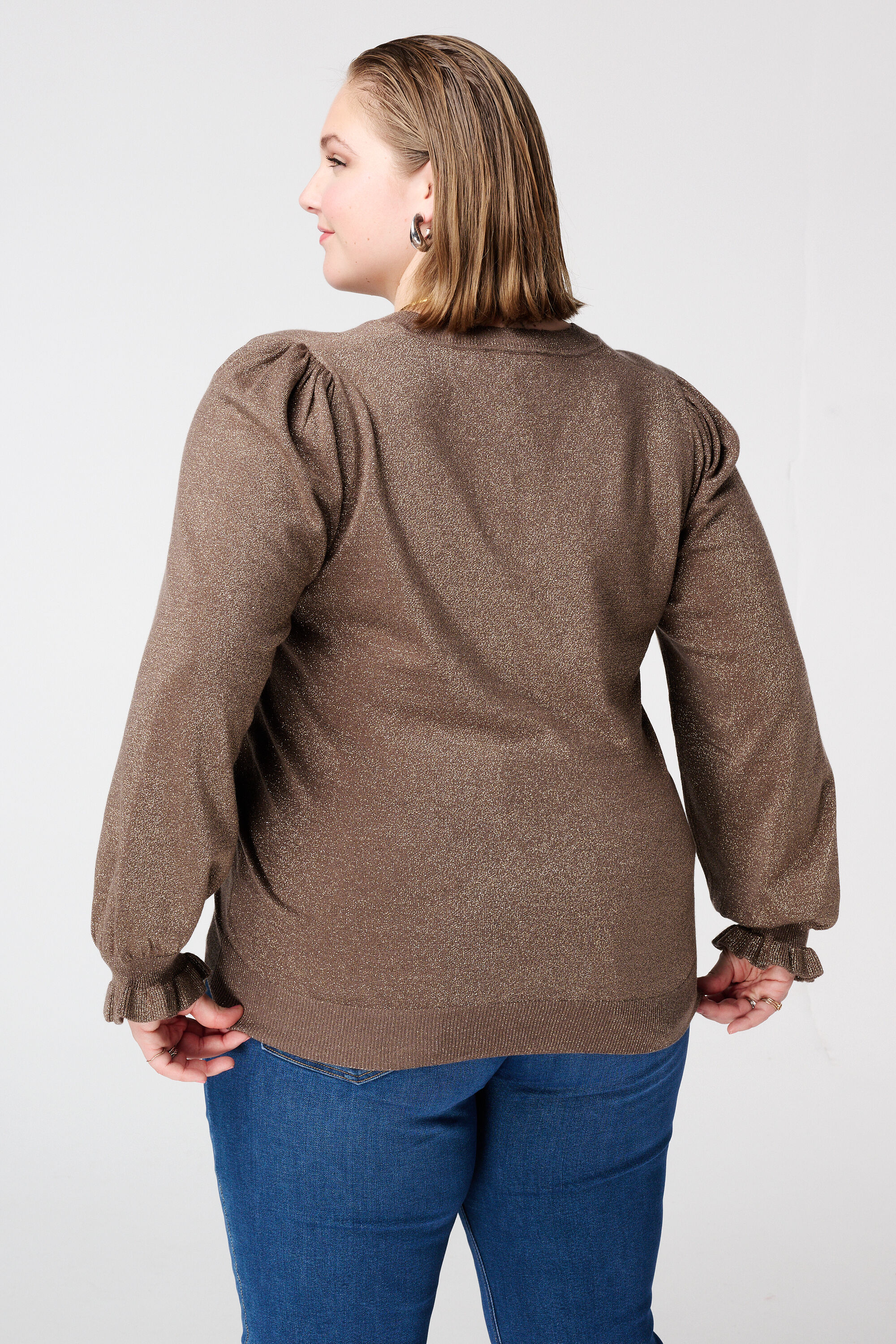 Lurex trui met ruffle mouw image number 3