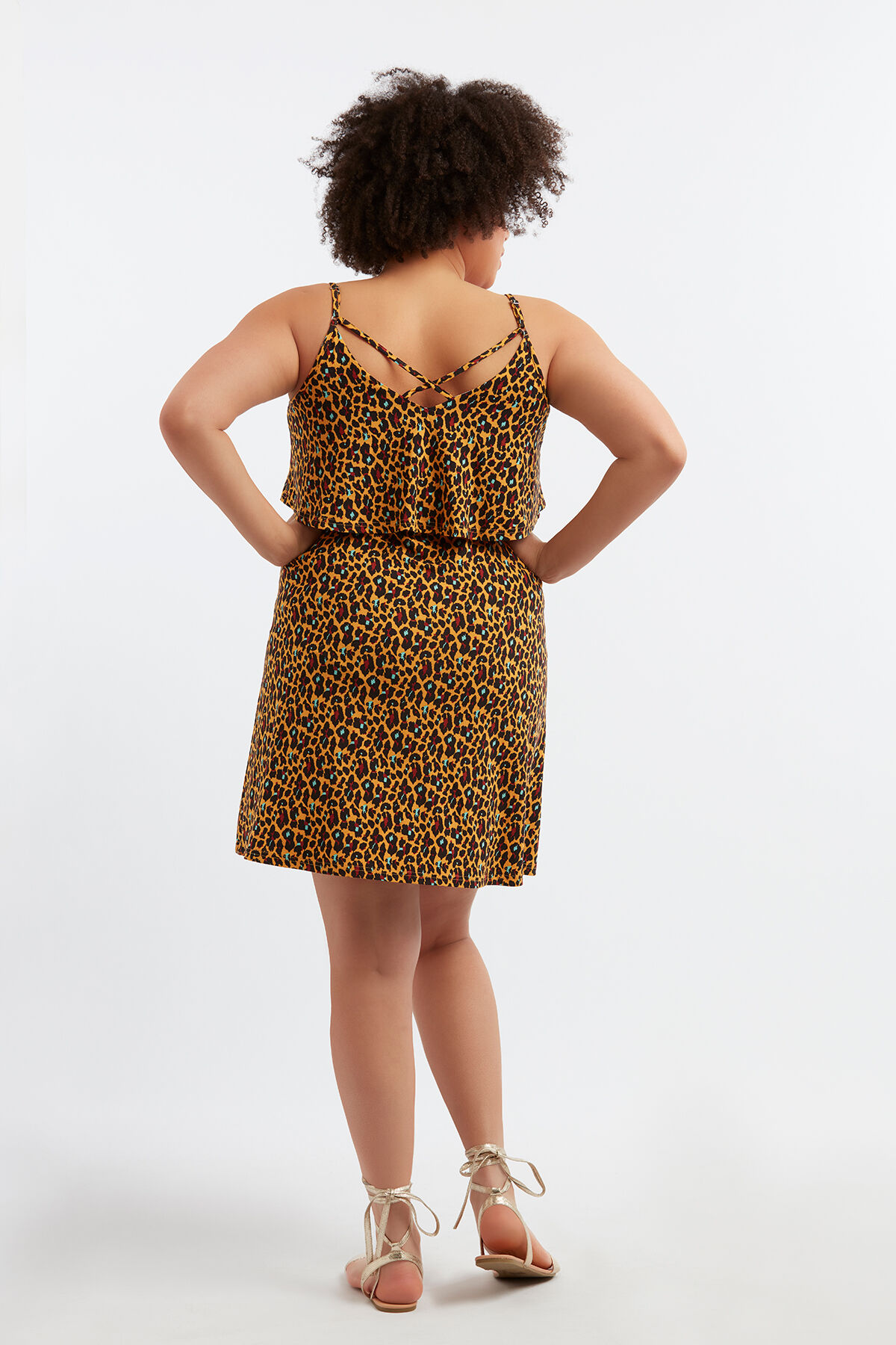 Mouwloze jurk met animalprint image number 3