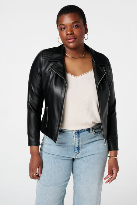 Leerlook jasje met zilveren details Leerlook jasje met zilveren details
