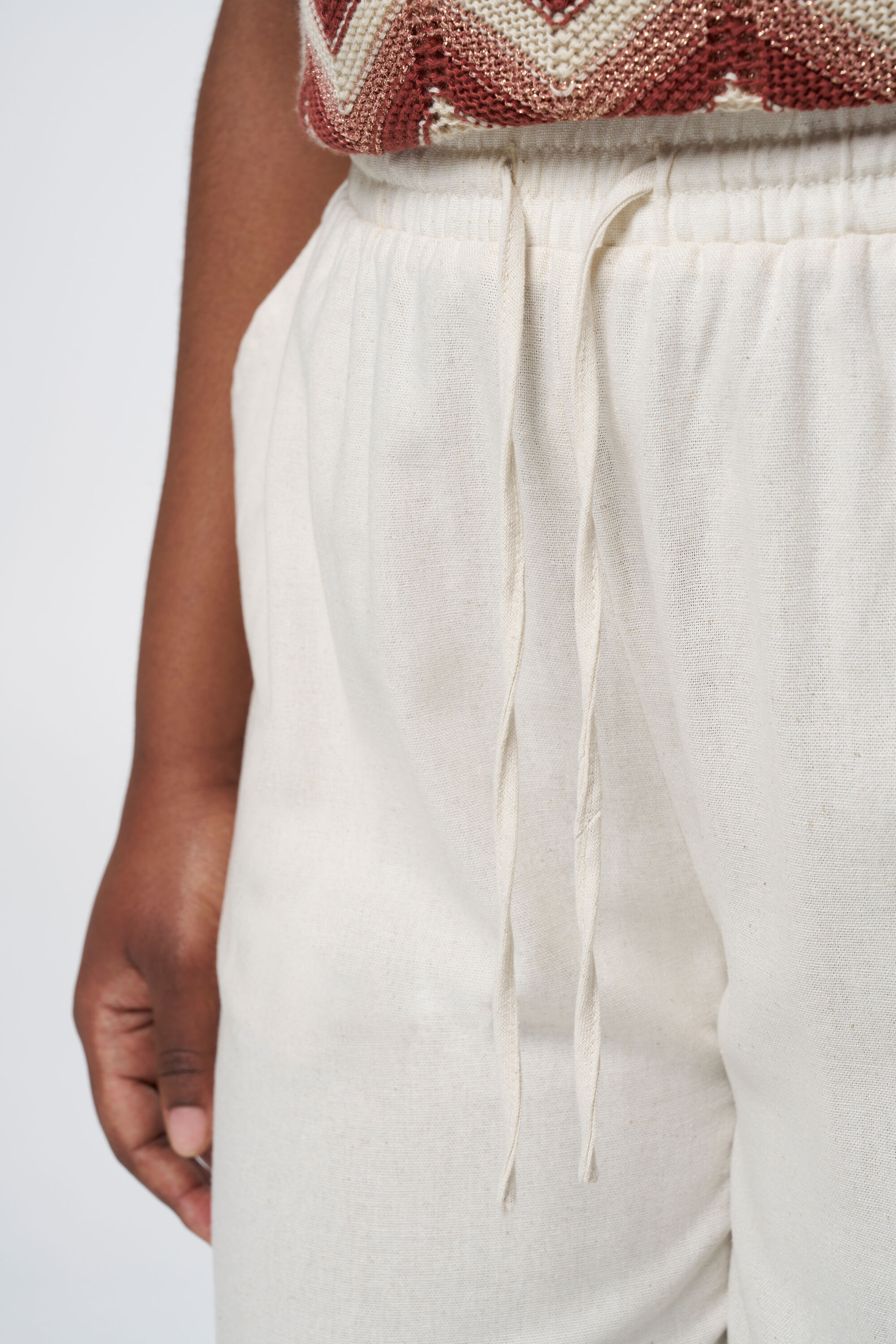 Linnen broek met elastische taille image number 4