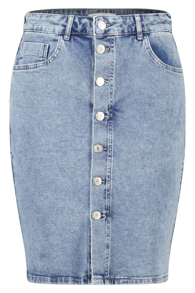 Denim rok met knoopsluiting image number 1