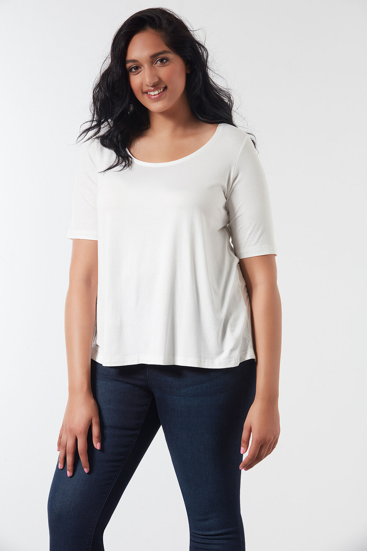 Dames T shirt met langere achterzijde MS Mode