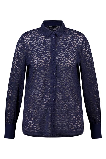 Top en jersey avec dentelle et paillettes Top en jersey avec dentelle et paillettes