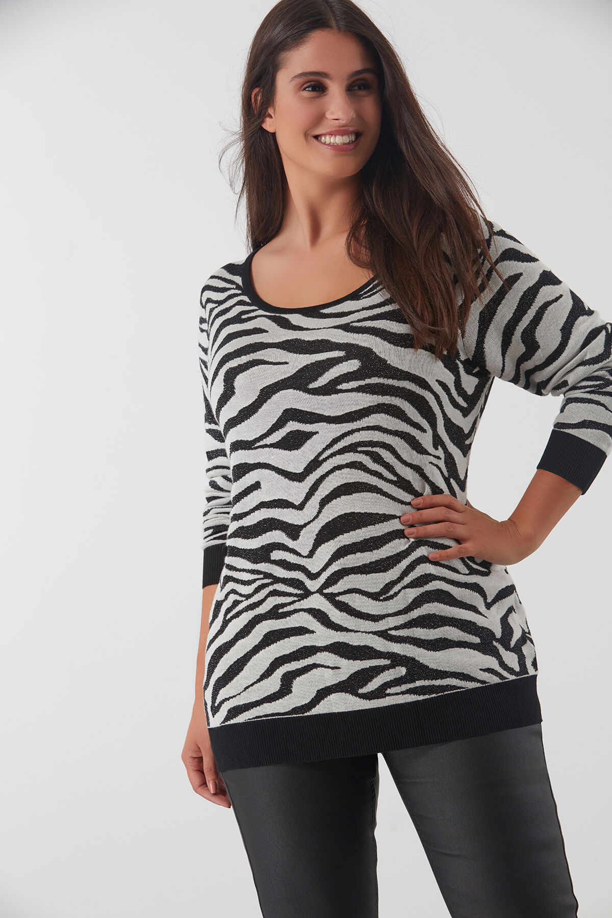 Dames Trui met zebra print MS Mode