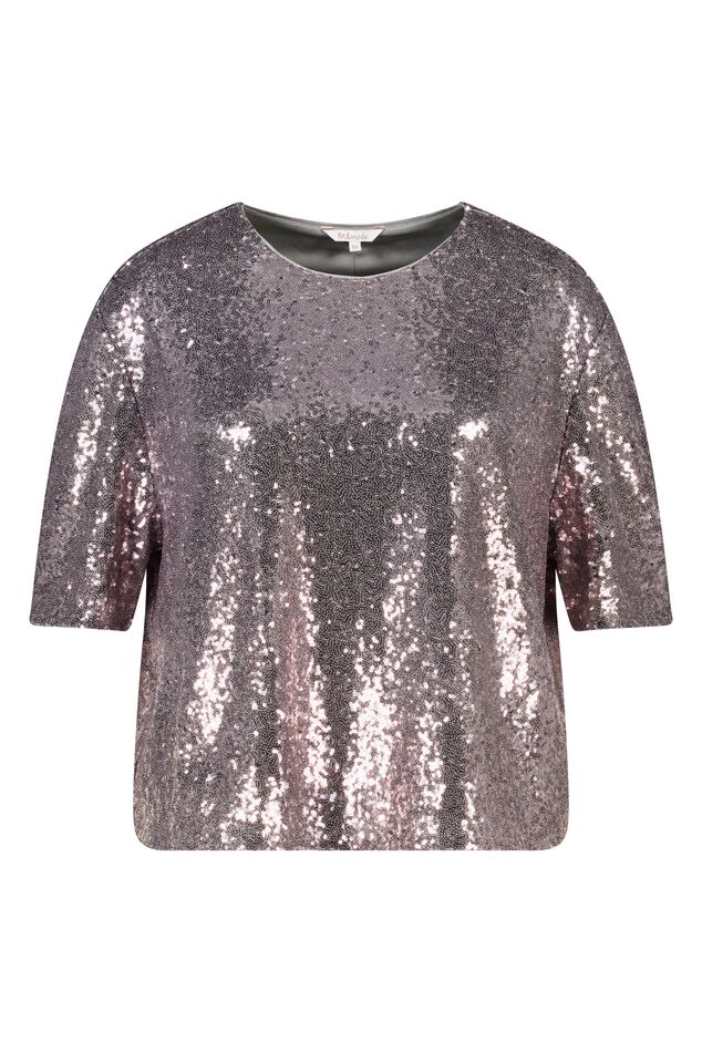 Pailletten top met korte mouwen image number 1