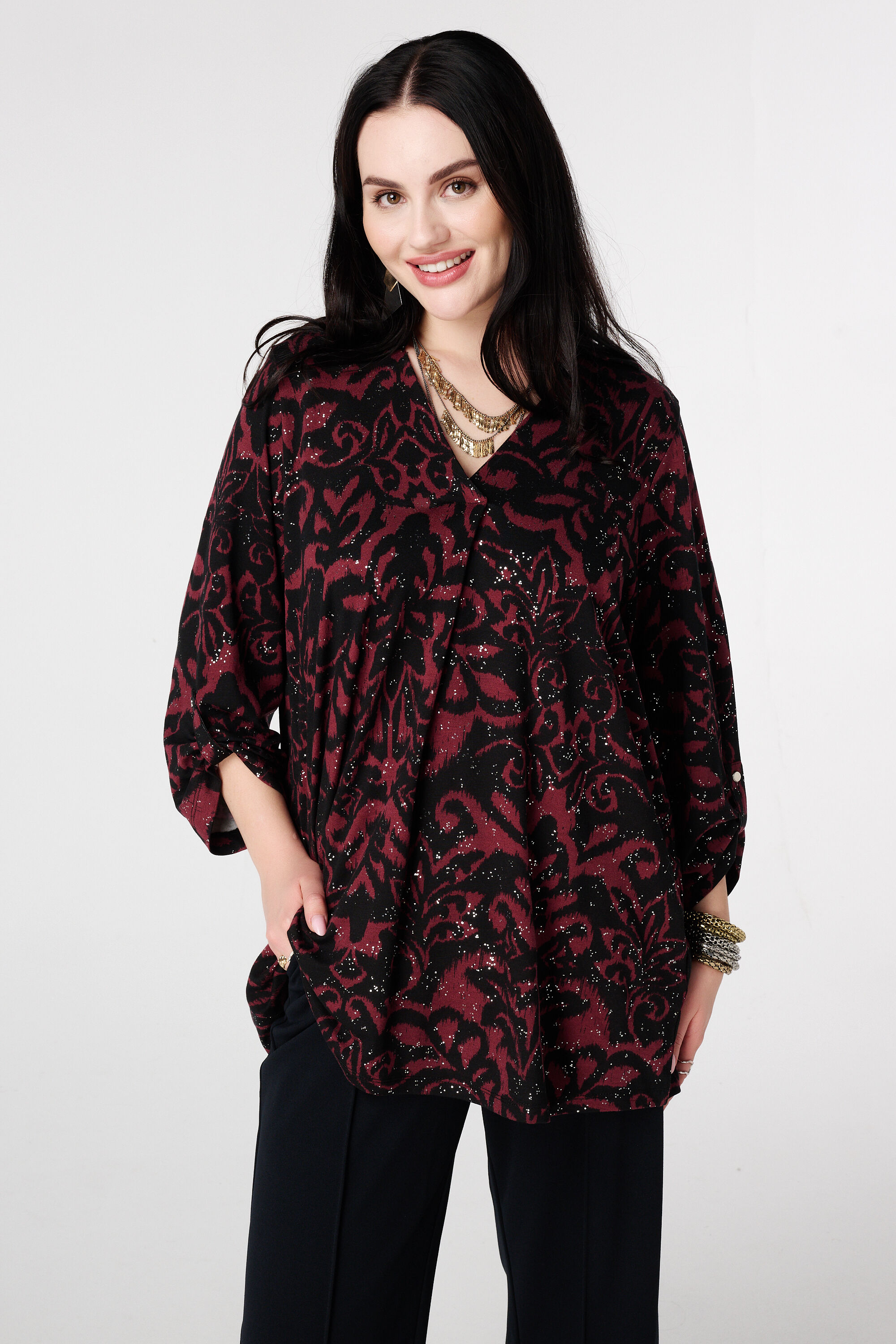 Top met stretch en foil print