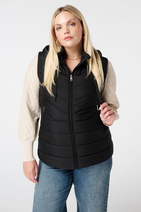 Gewatteerde bodywarmer met capuchon Gewatteerde bodywarmer met capuchon