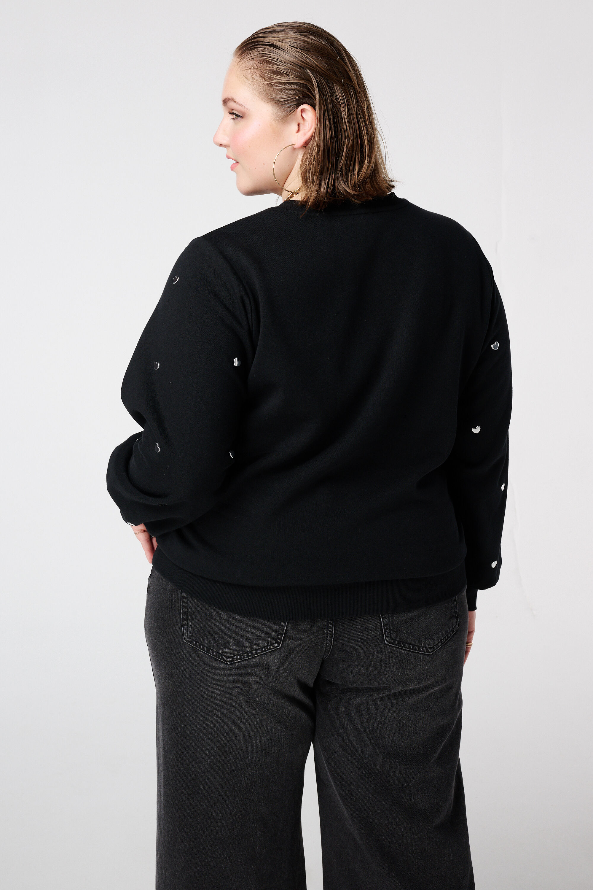 Sweater met print en hartjes image number 3