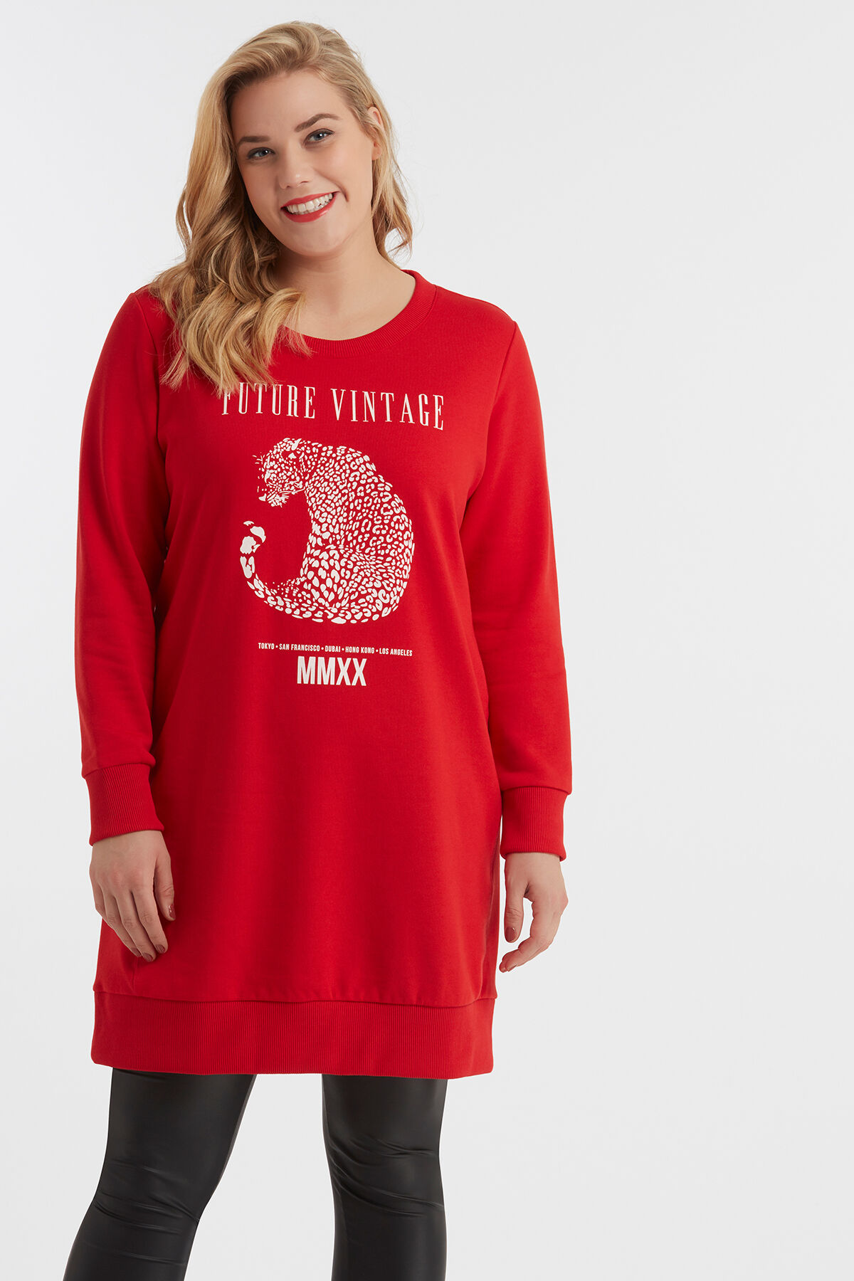 Sweater dress met opdruk image number 3