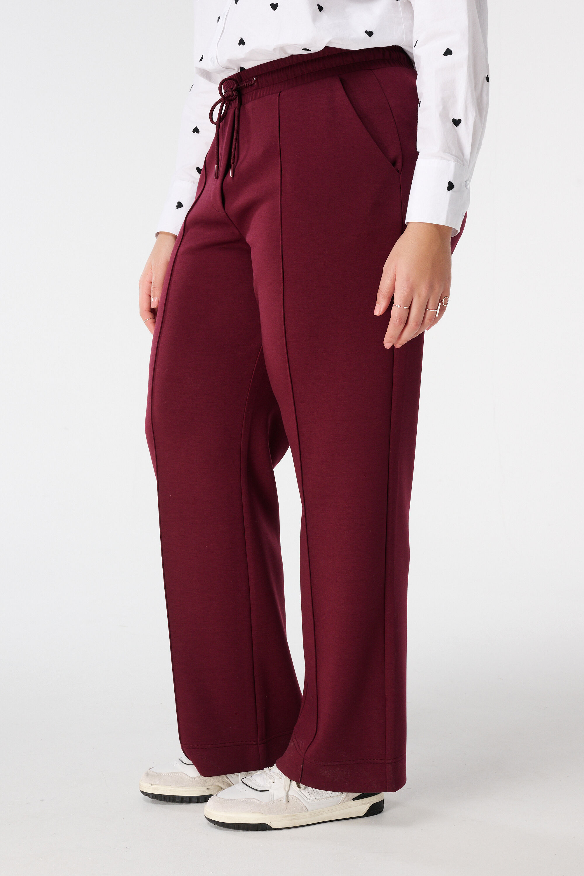 Broek met elastische taille en siernaad image number 5