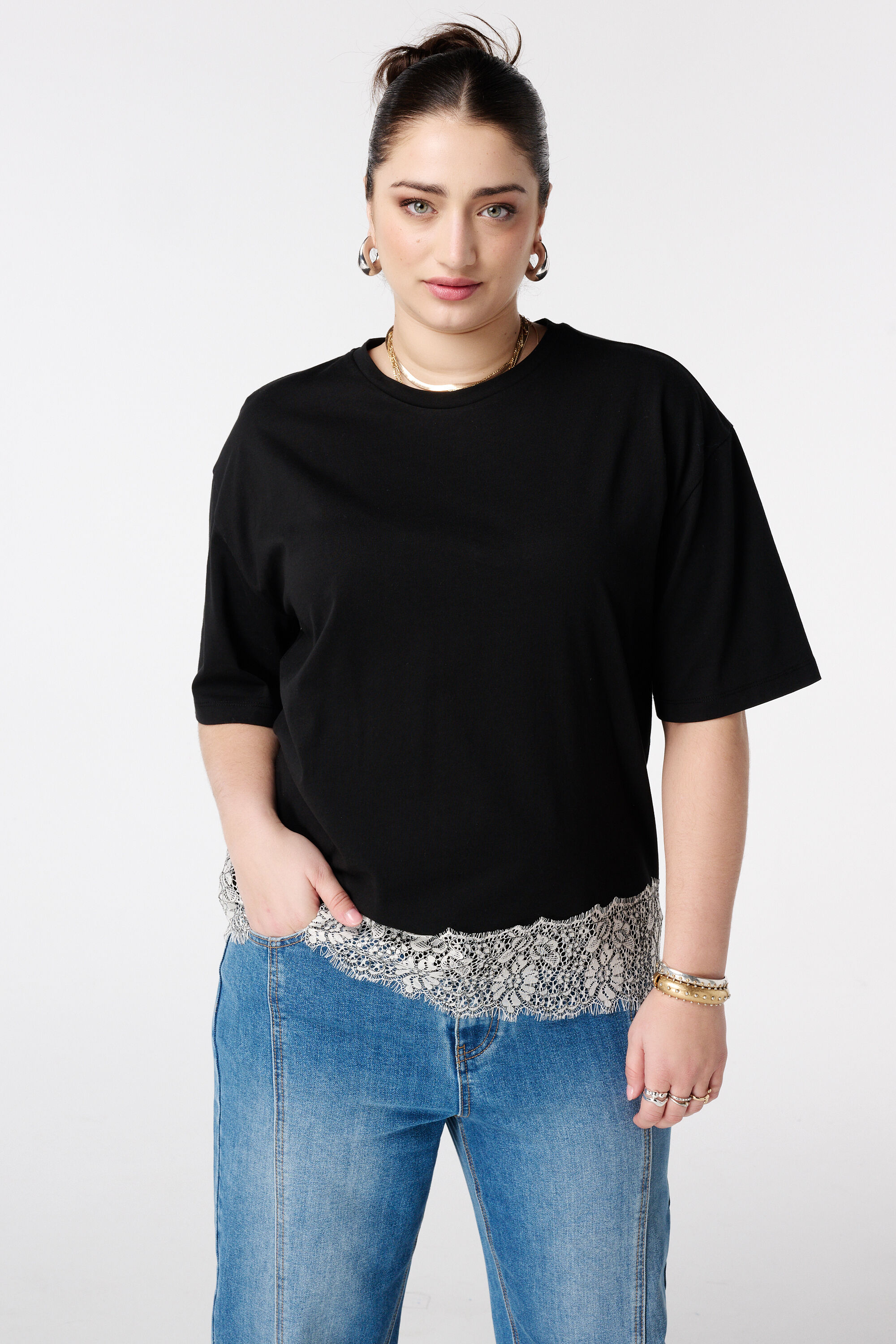T-shirt oversize avec dentelle