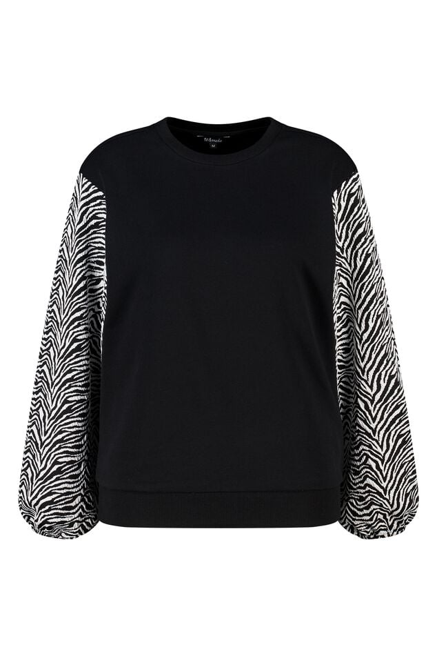 Sweater met ballonmouwen met opdruk image number 1