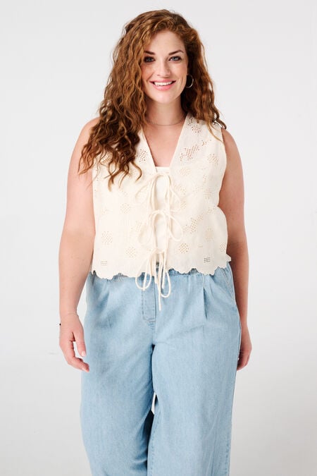 Gilet sans manches en coton avec broderies Gilet sans manches en coton avec broderies