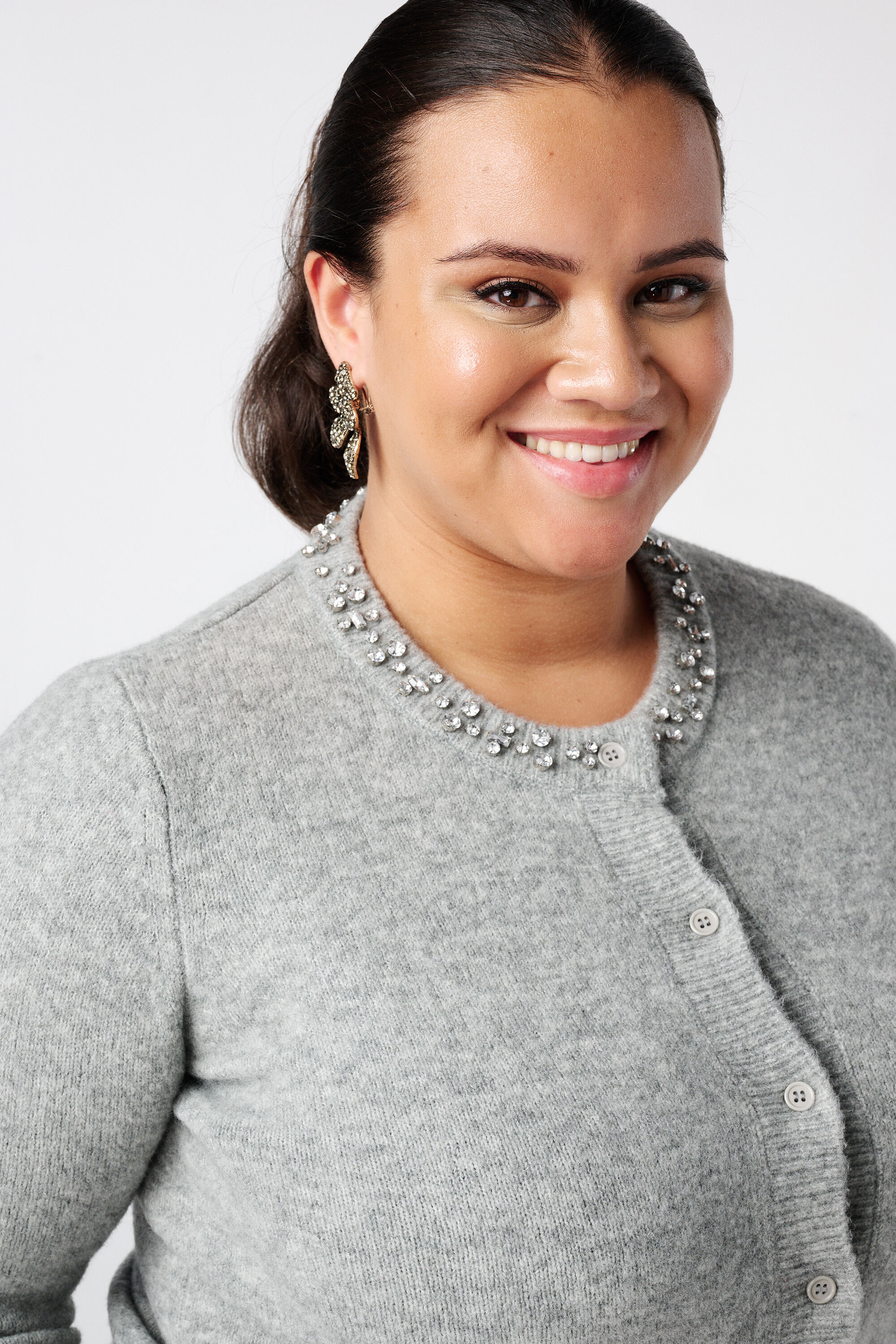 Cardigan en maille fine avec d&eacute;tails en losanges image number 4