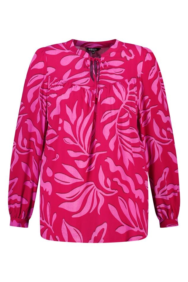 Blouse met print en klosjes image number 1