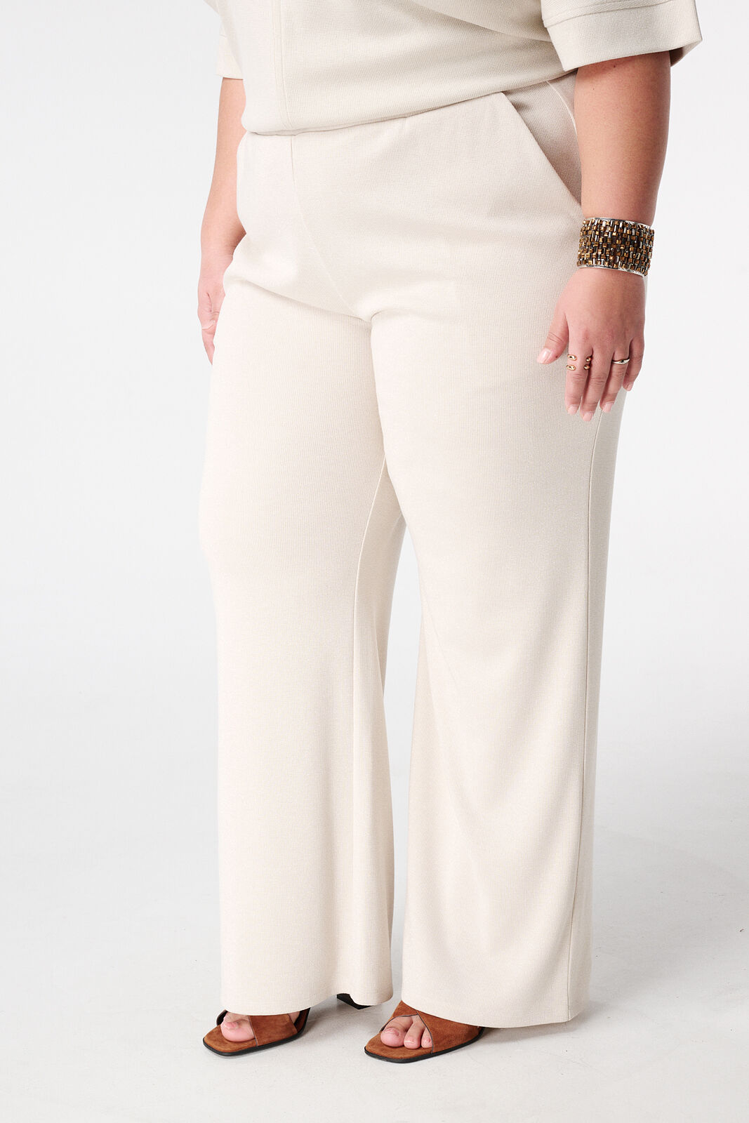 Wide leg broek met lurex image number 5