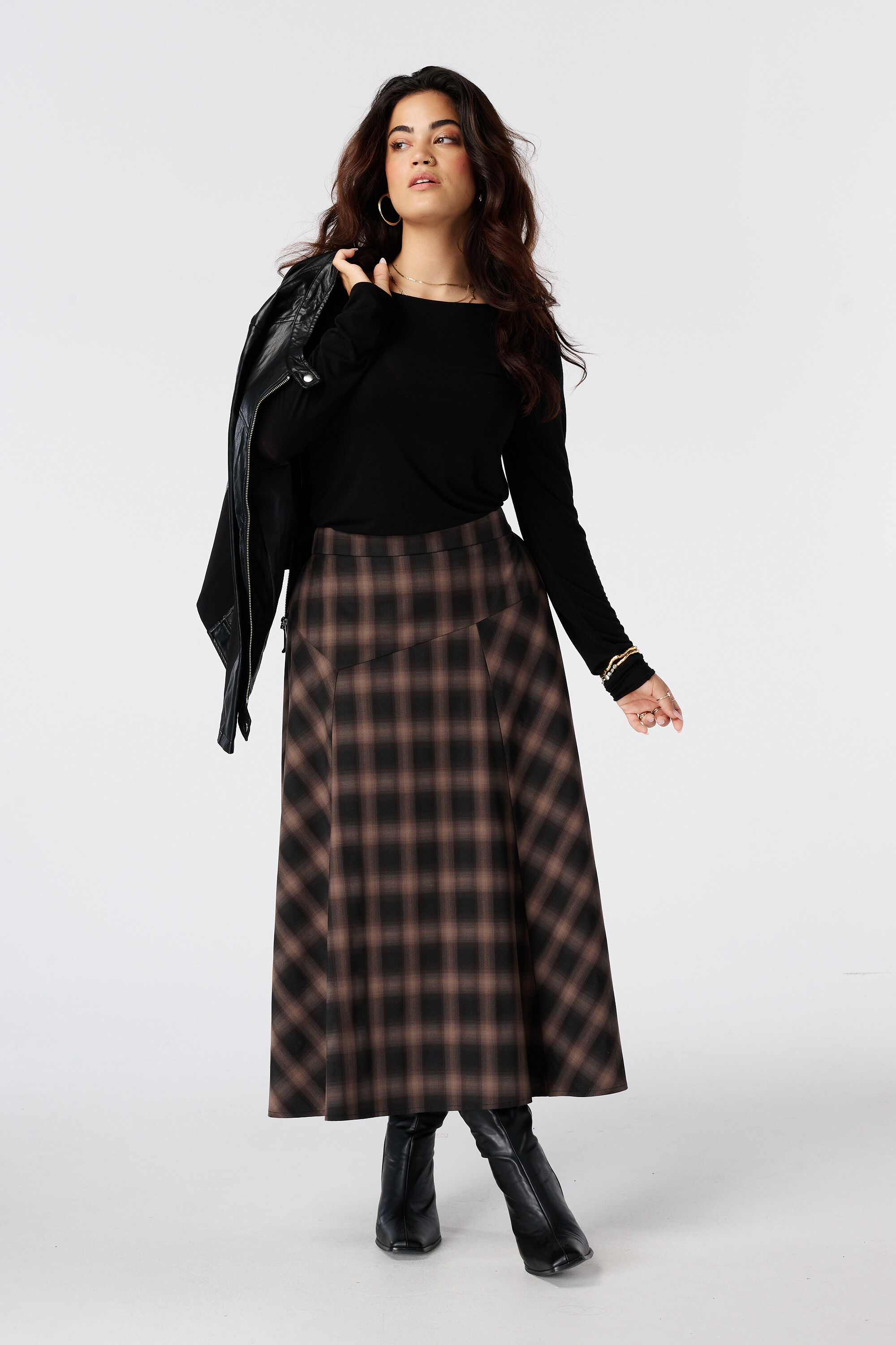 Geruite midi rok