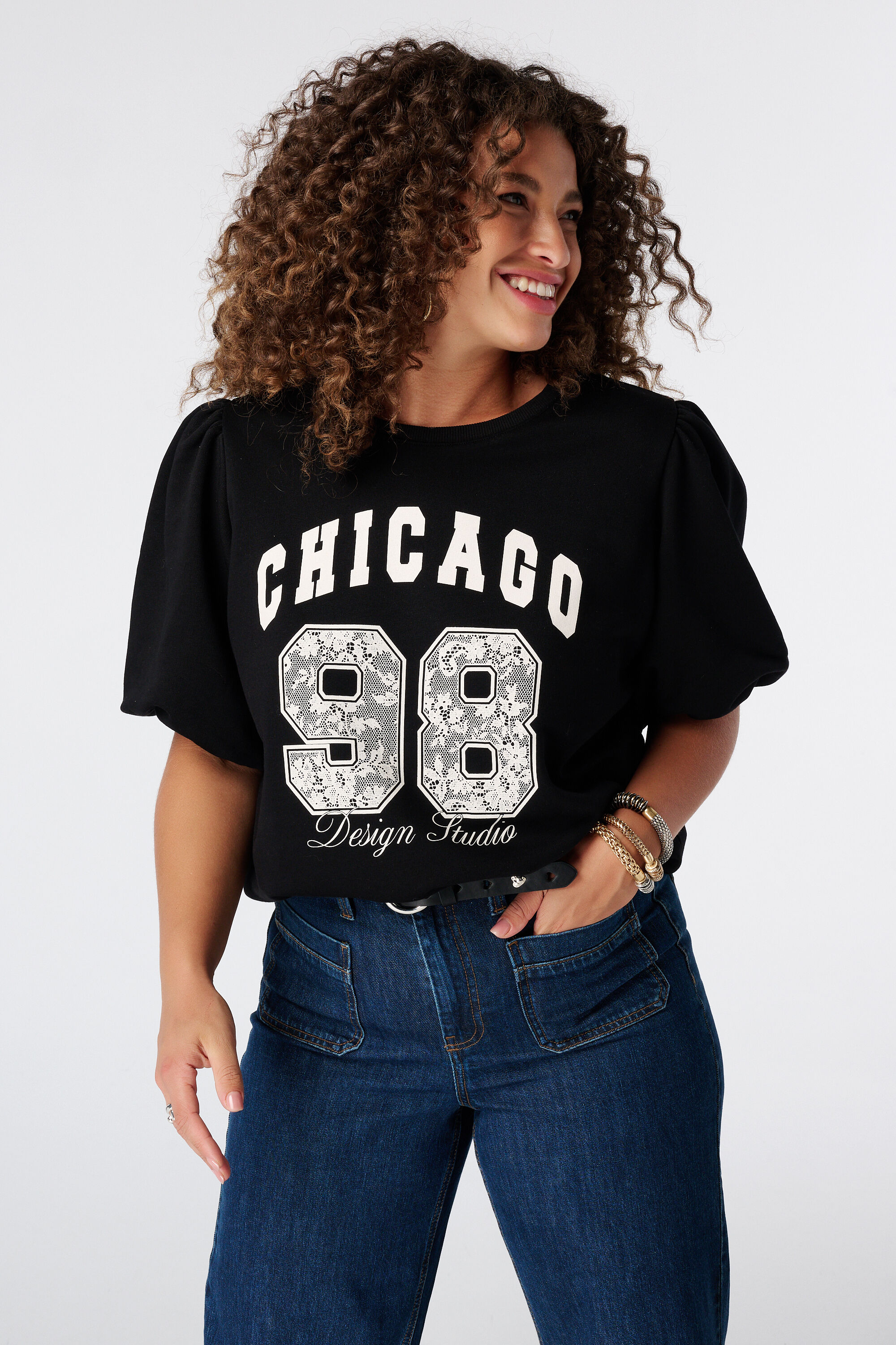 Sweater met korte pofmouwen