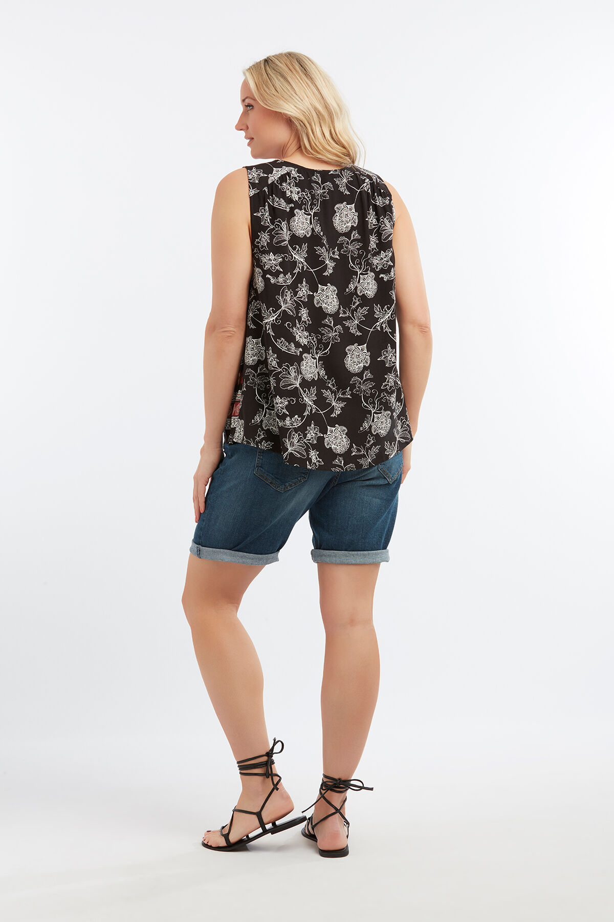 Chemisier sans manches avec imprim&eacute; cachemire image number 5