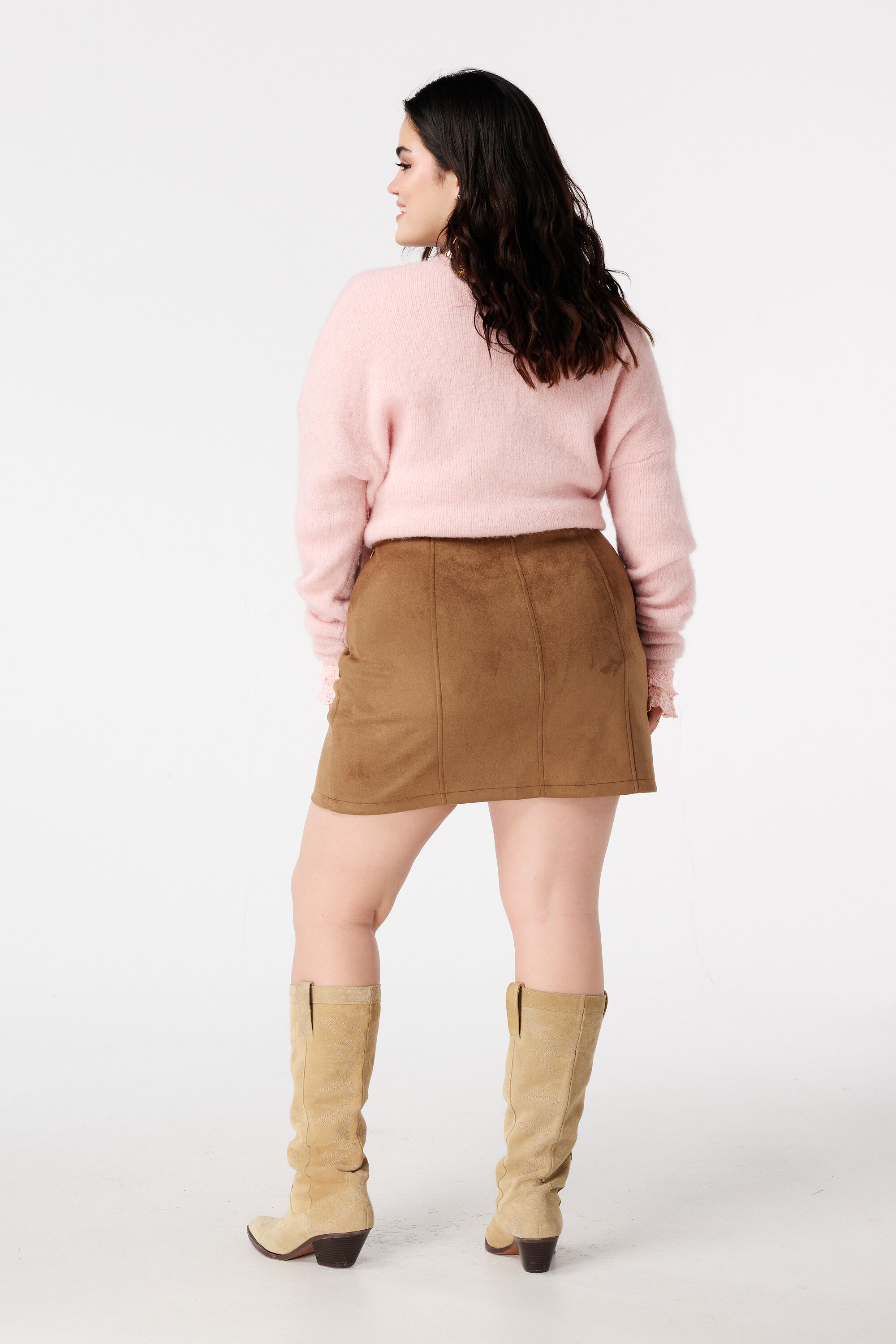 Suedine rokje met sierstiksels image number 3