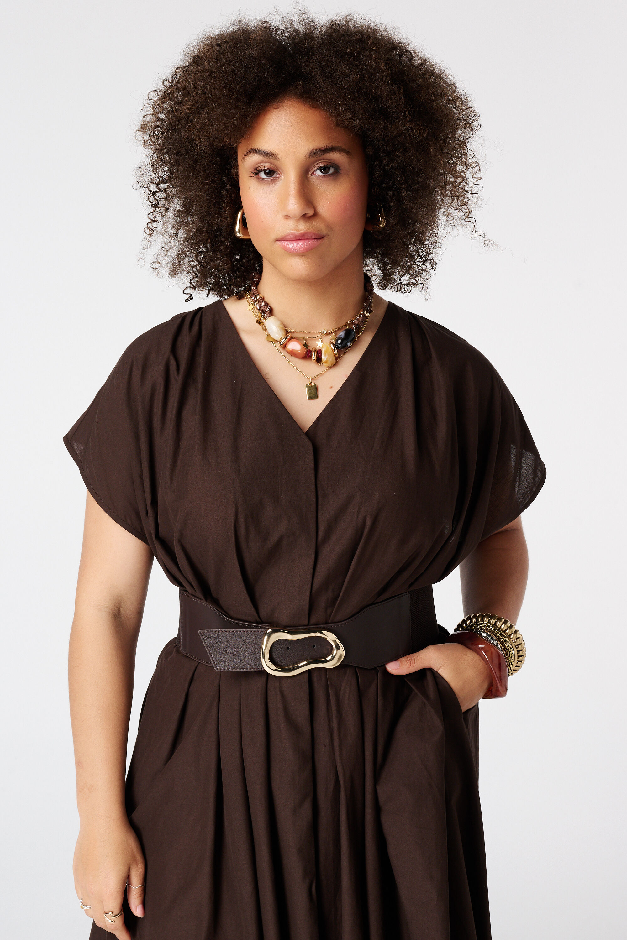 Ceinture &eacute;lastique &agrave; la taille avec boucle organique