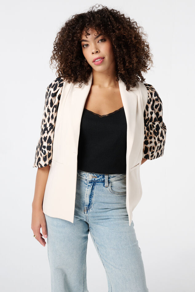 Blazer à imprimé panthère et manches bouffantes image number 0